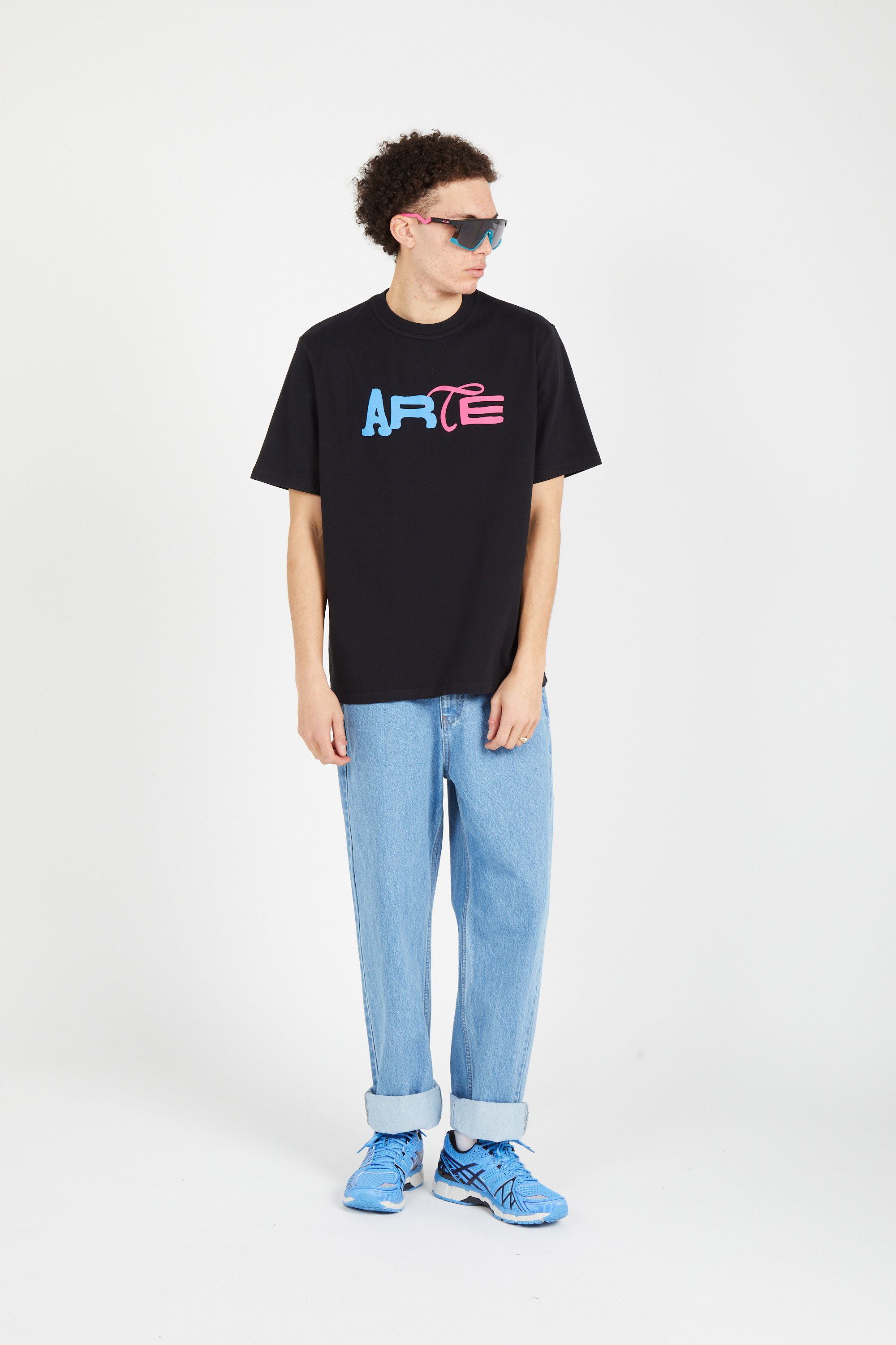 Regular-fit round-neck cotton T-shirt Black