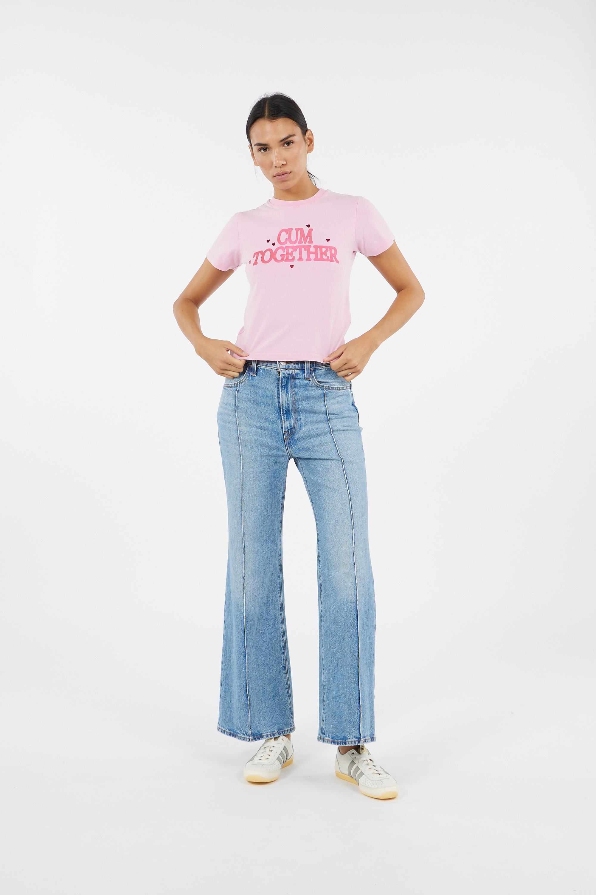 Regular-fit round-neck cotton T-shirt Pink