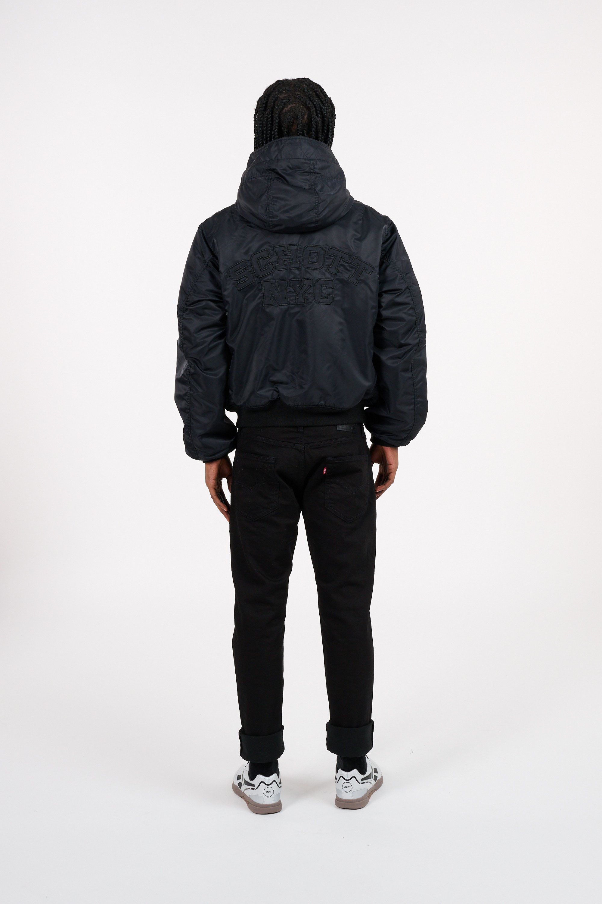 Lightweight quilted padded jacket with high neck | Black SCHOTT Men