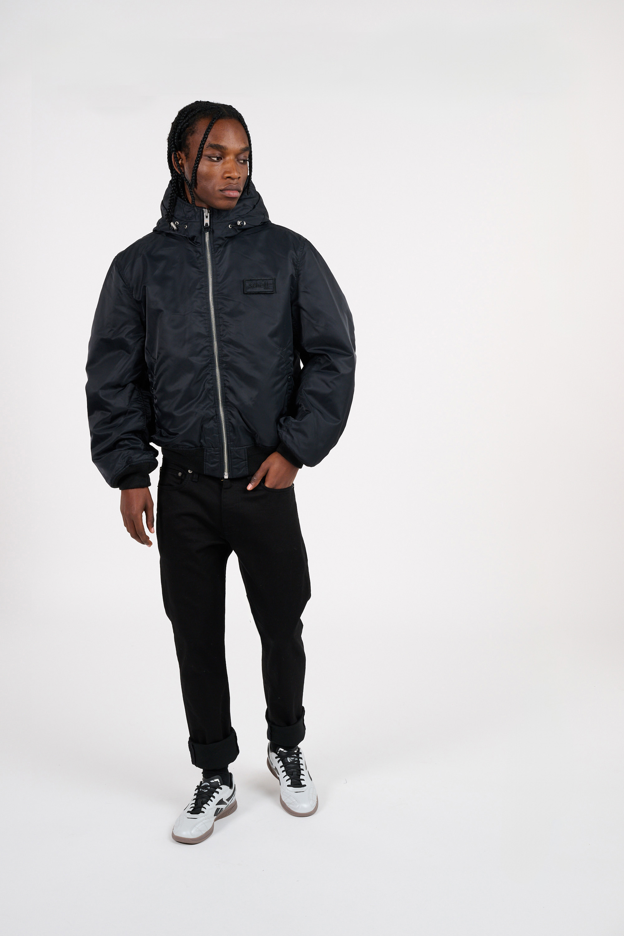 Lightweight quilted padded jacket with high neck Black