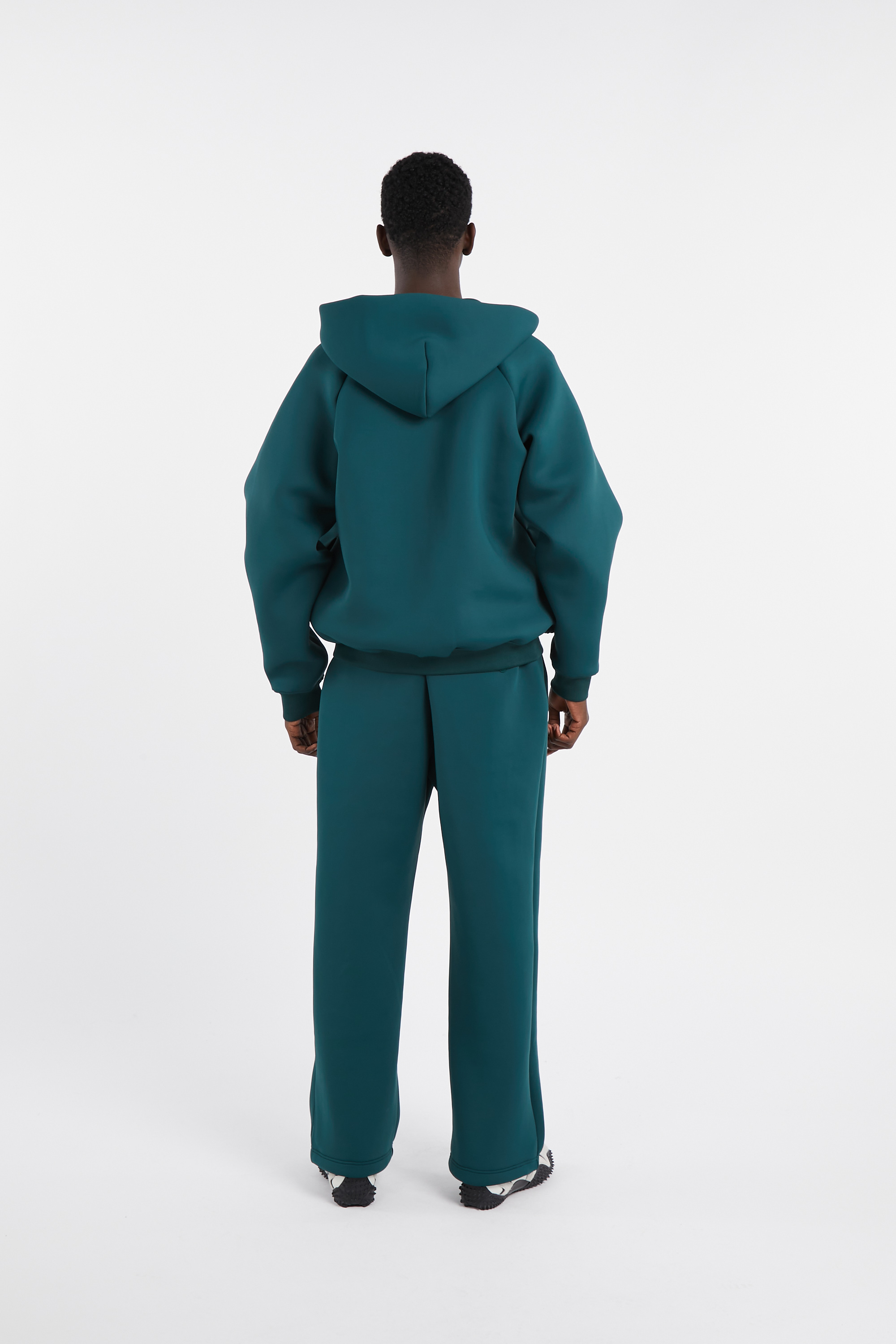 Regular-fit zip-up cotton-blend hoodie with Pony Player Green