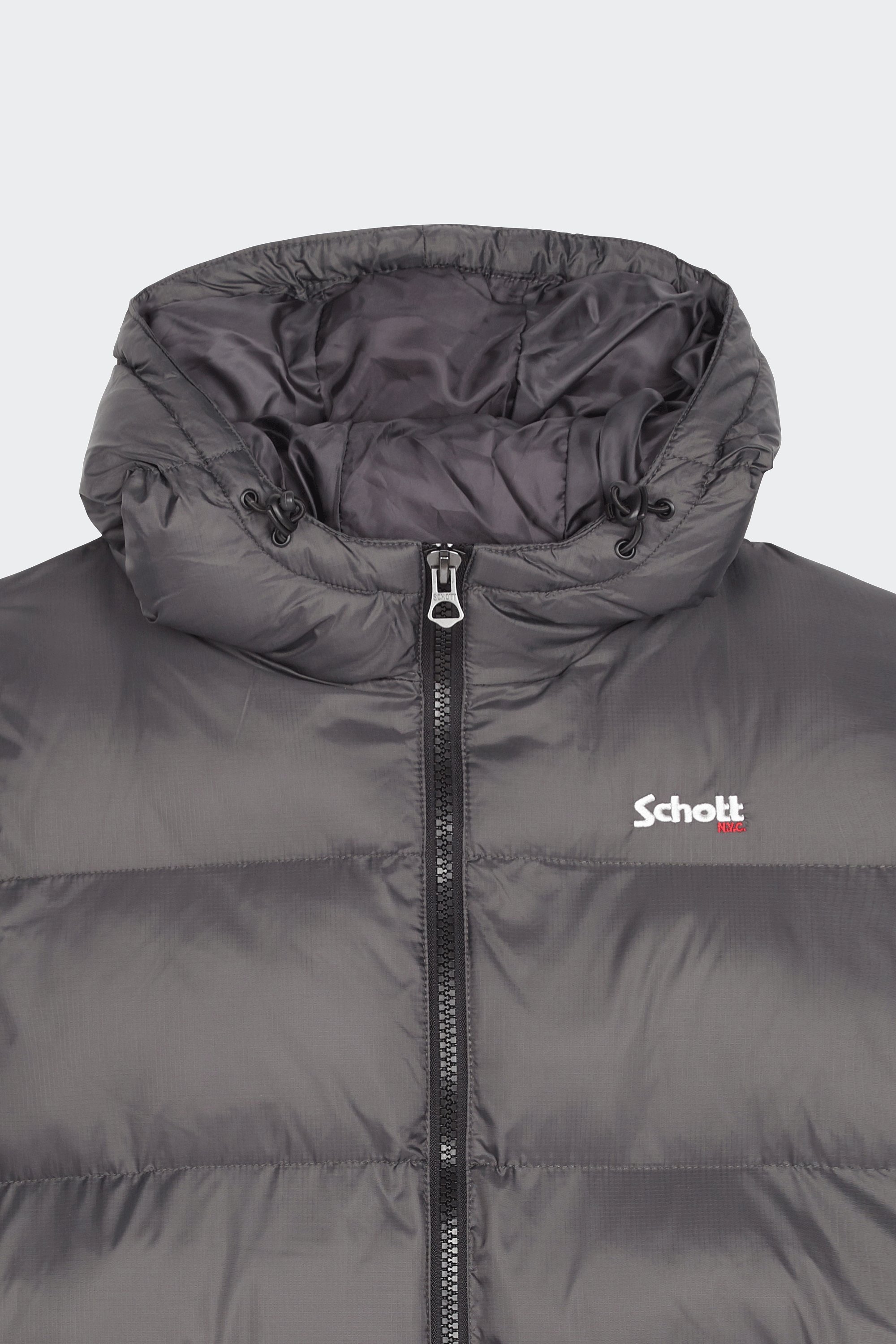 Puffer jacket with hood | Grey by SCHOTT Puffer jacket with hood Grey