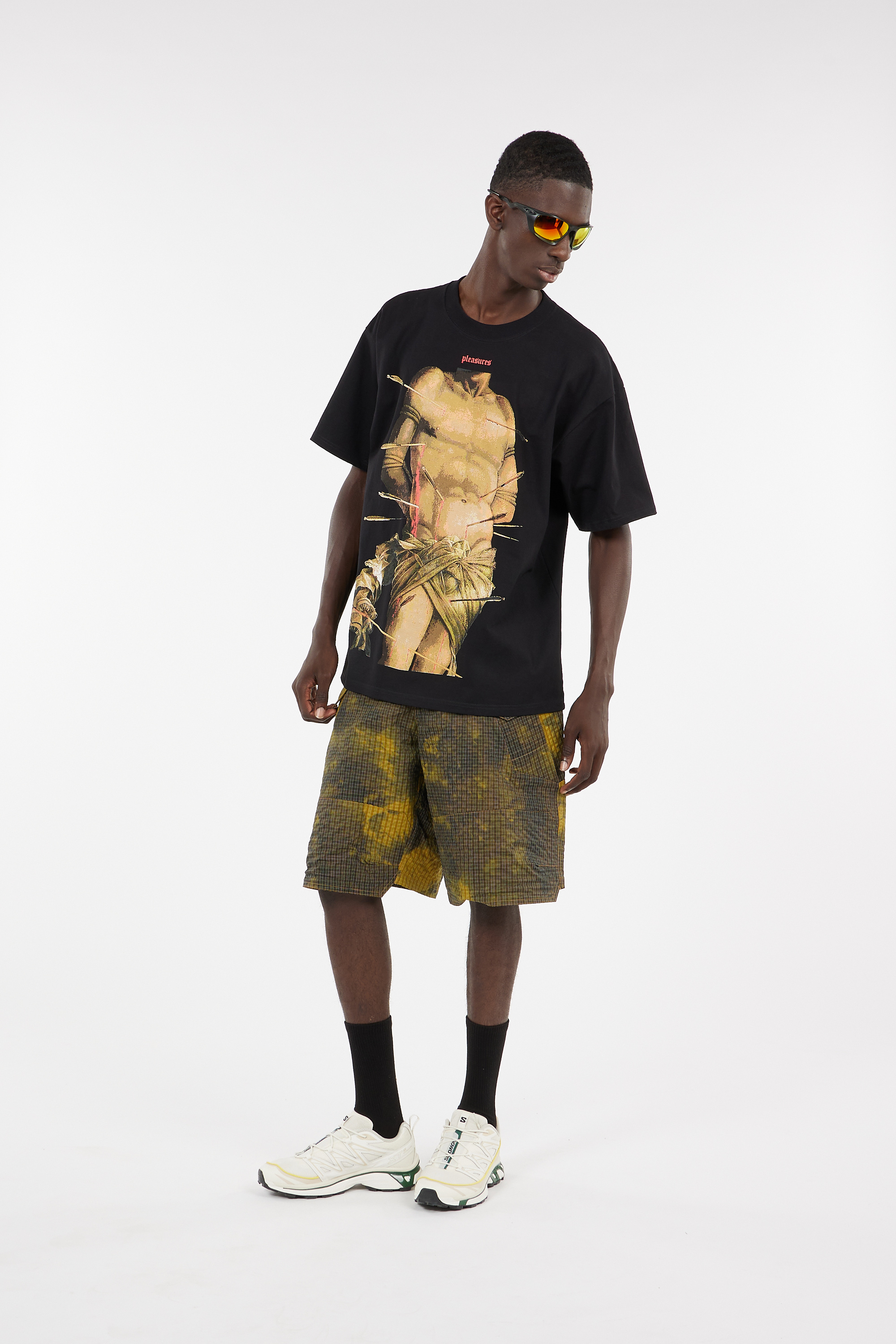 Regular-fit round-neck cotton T-shirt Black
