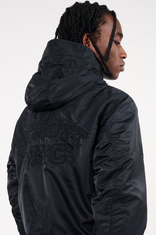 SCHOTT Lightweight quilted padded jacket with high neck Black