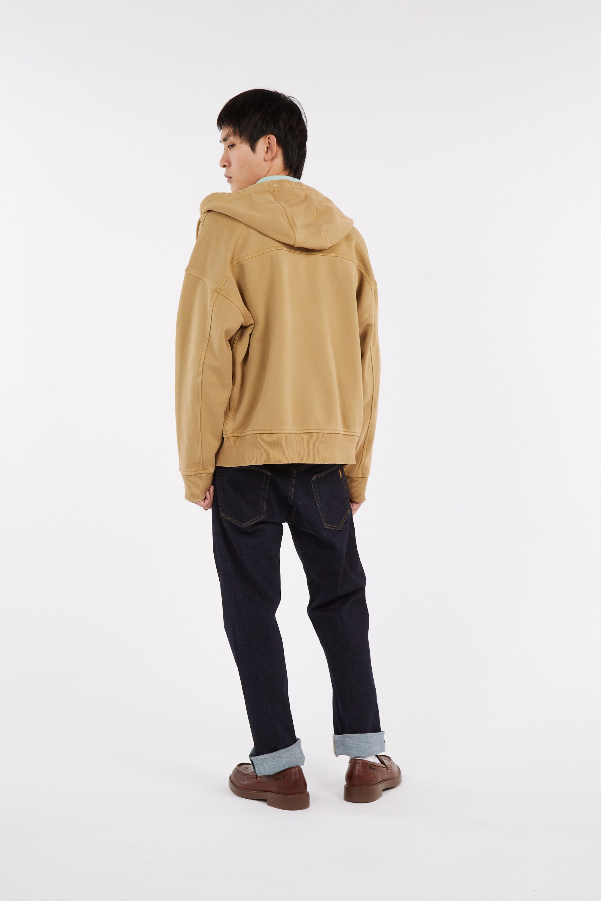 Zippered hoodie Beige