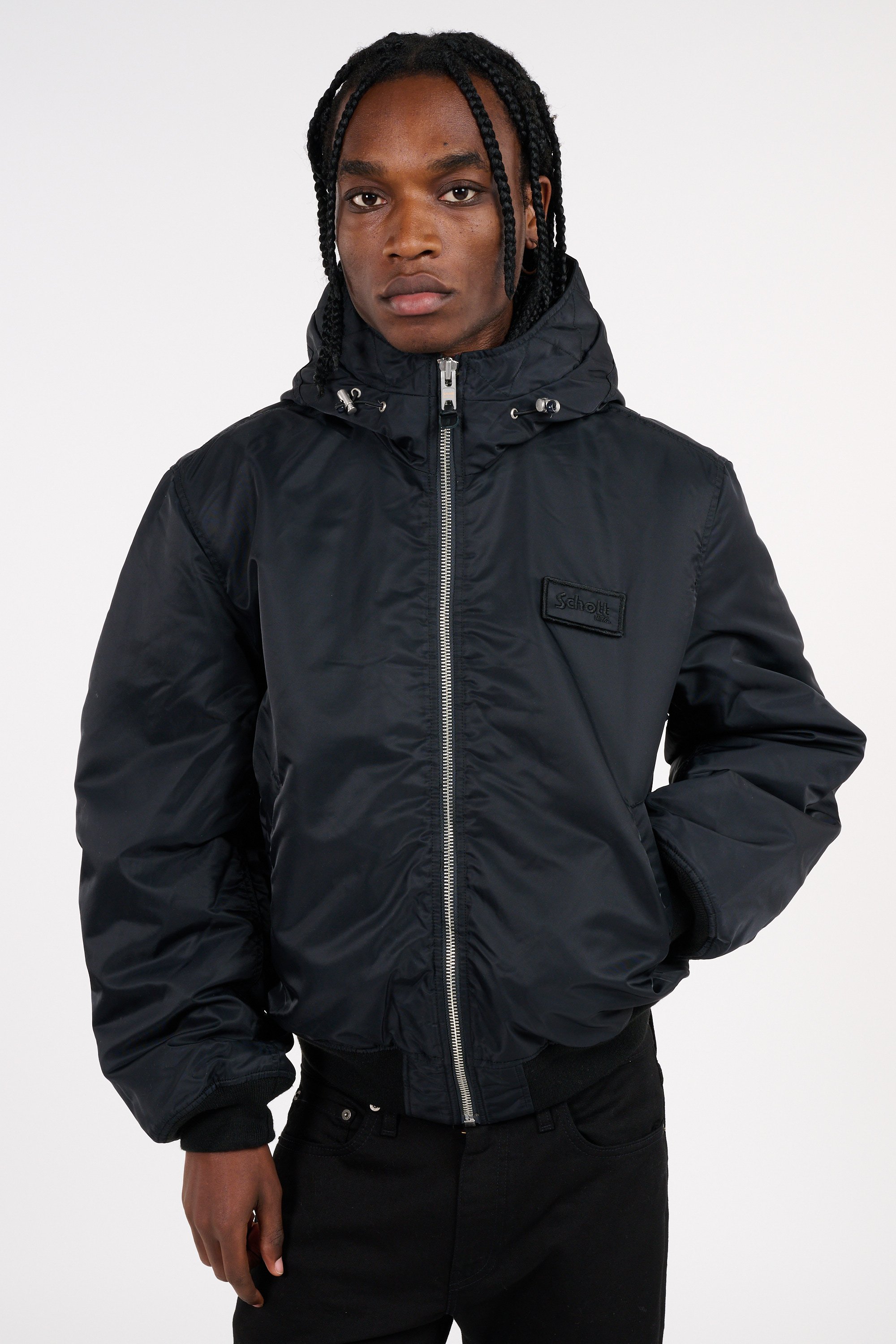 Lightweight quilted padded jacket with high neck | Black SCHOTT Men