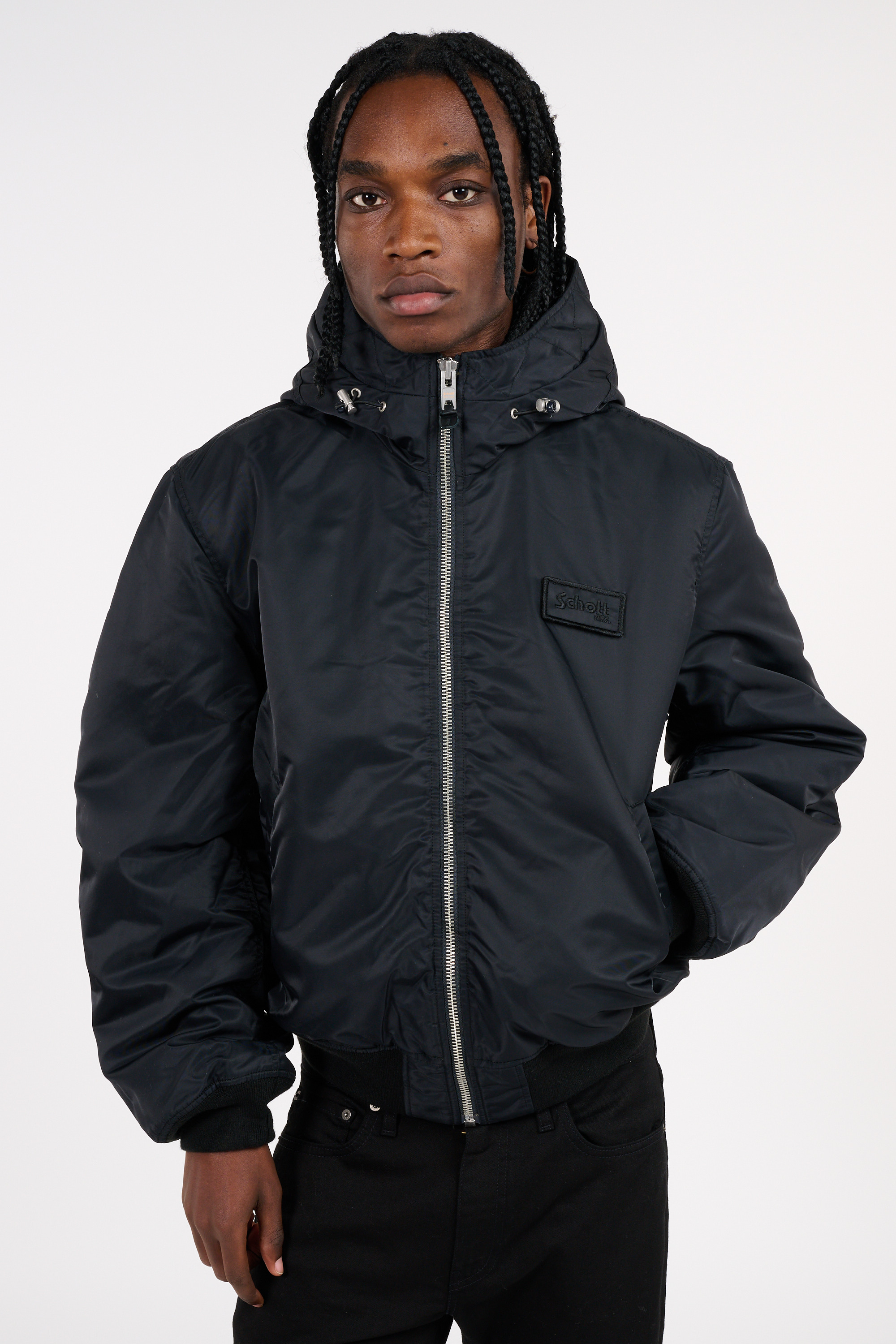 Lightweight quilted padded jacket with high neck Black