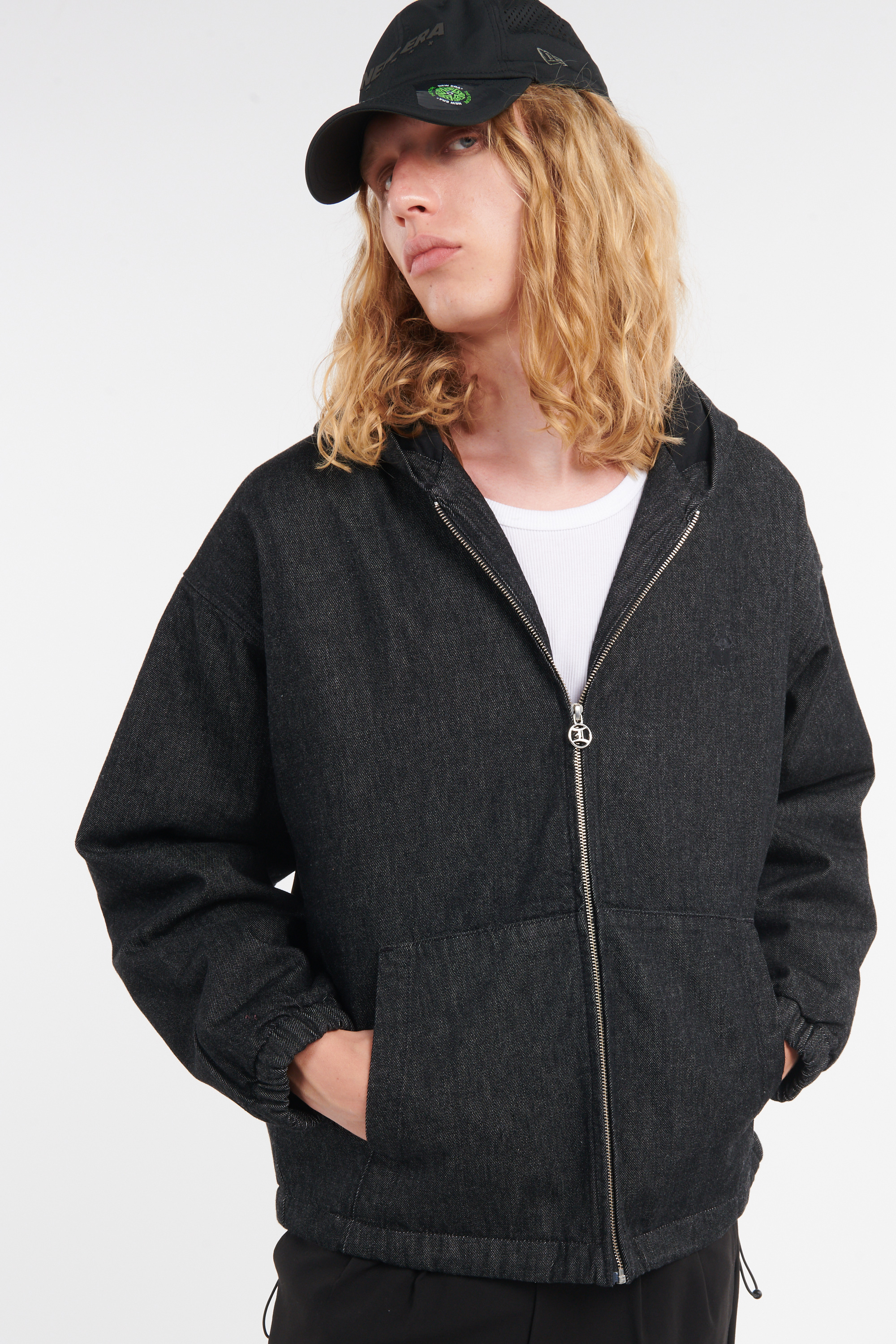 Lightweight quilted padded jacket with high neck Black