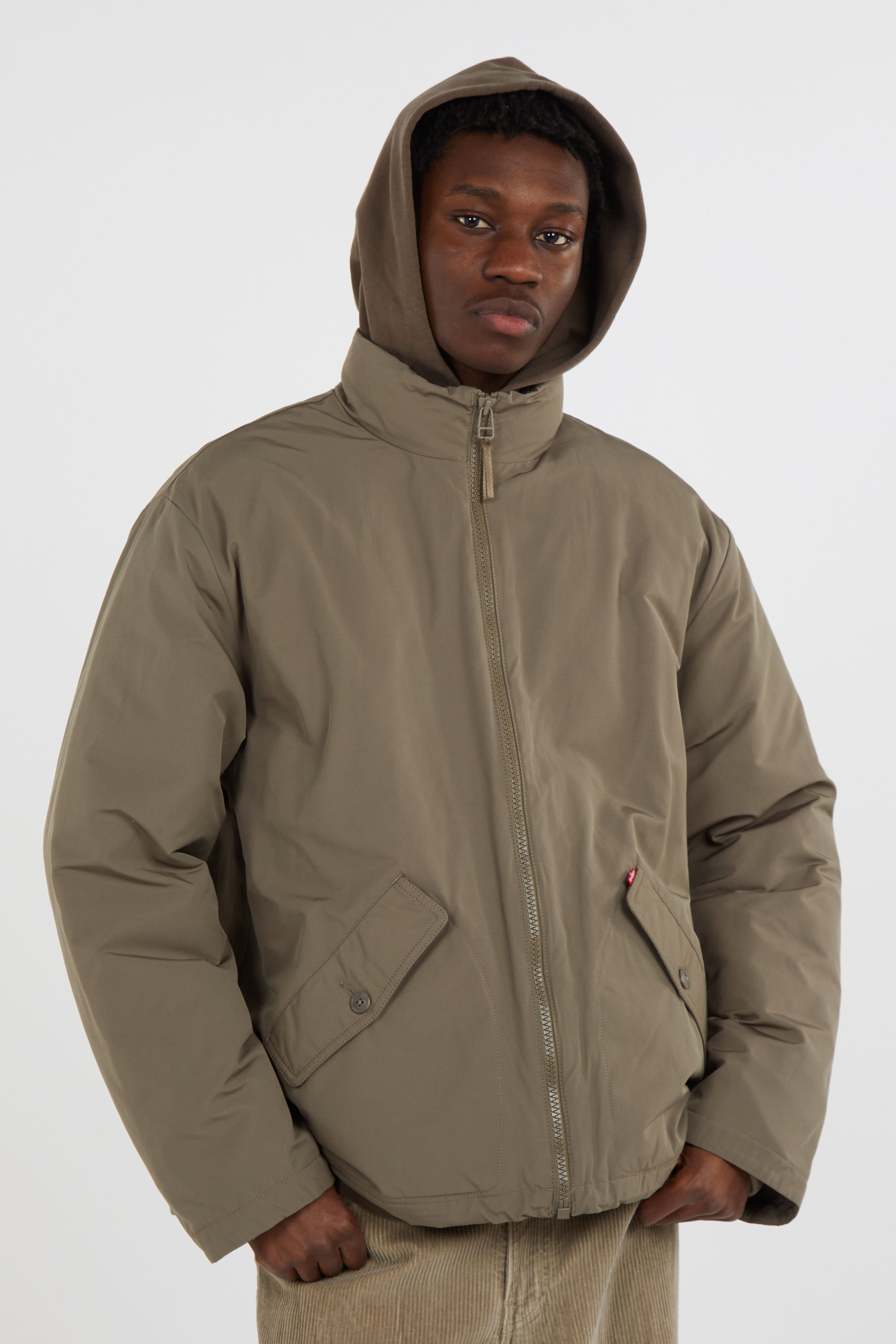 Lightweight quilted padded jacket with high neck Beige