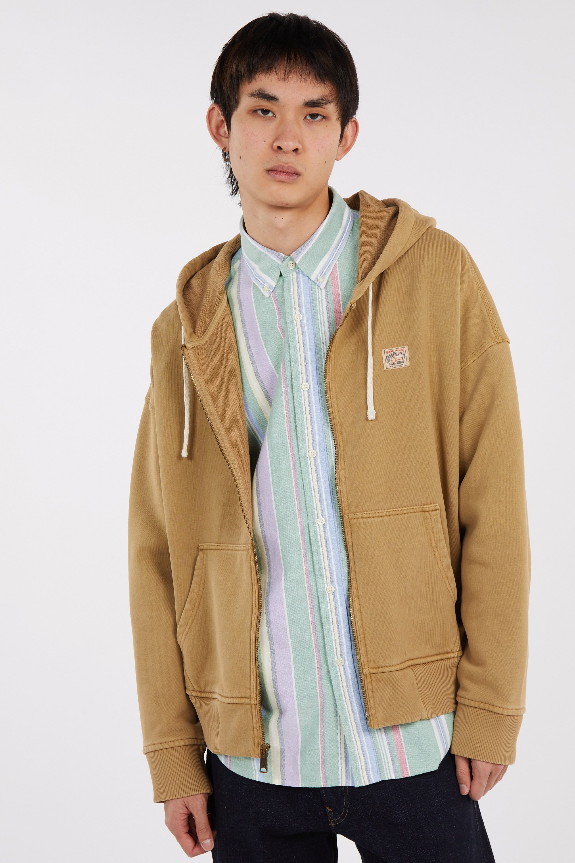 Zippered hoodie Beige