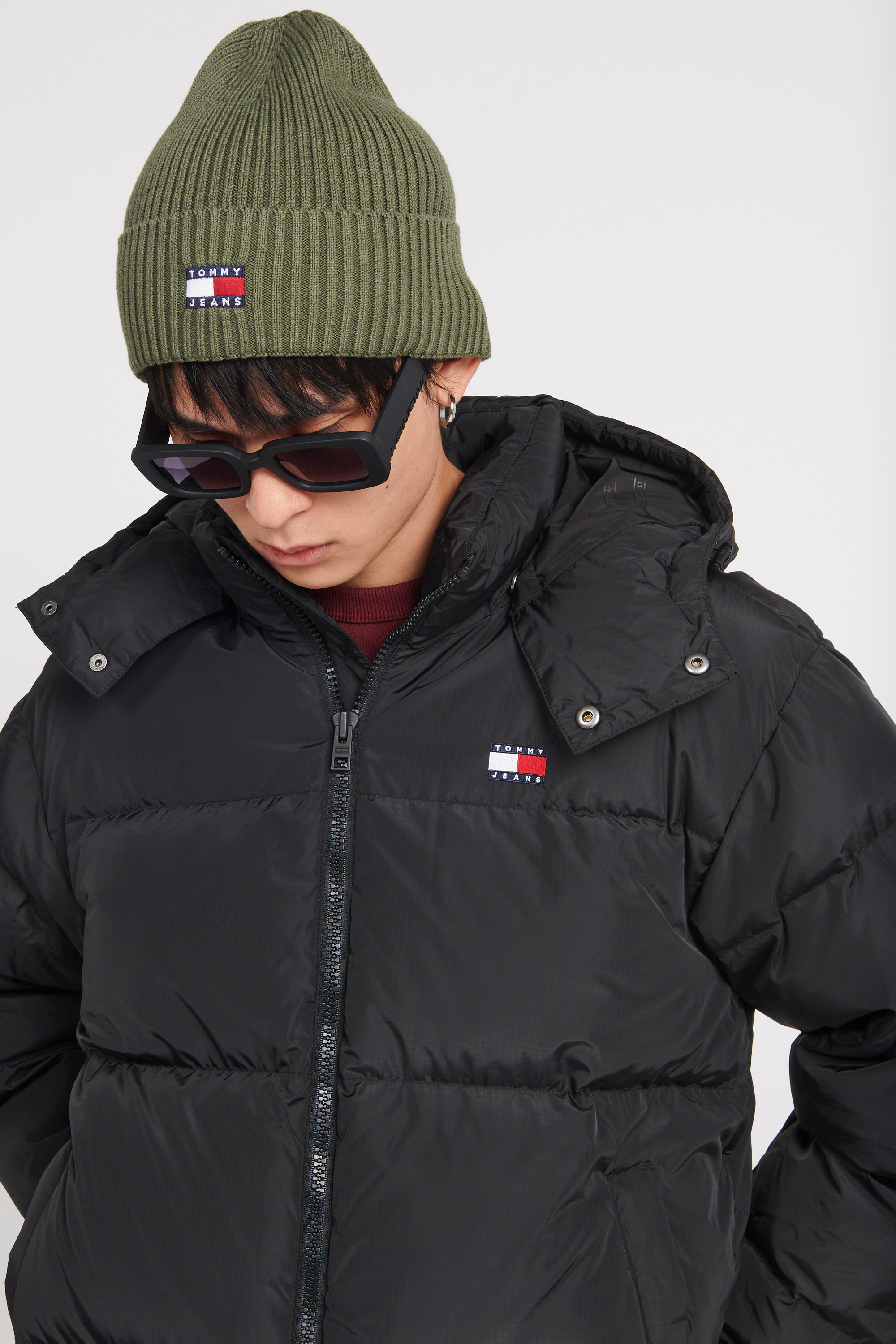 Lightweight quilted padded jacket with high neck Black