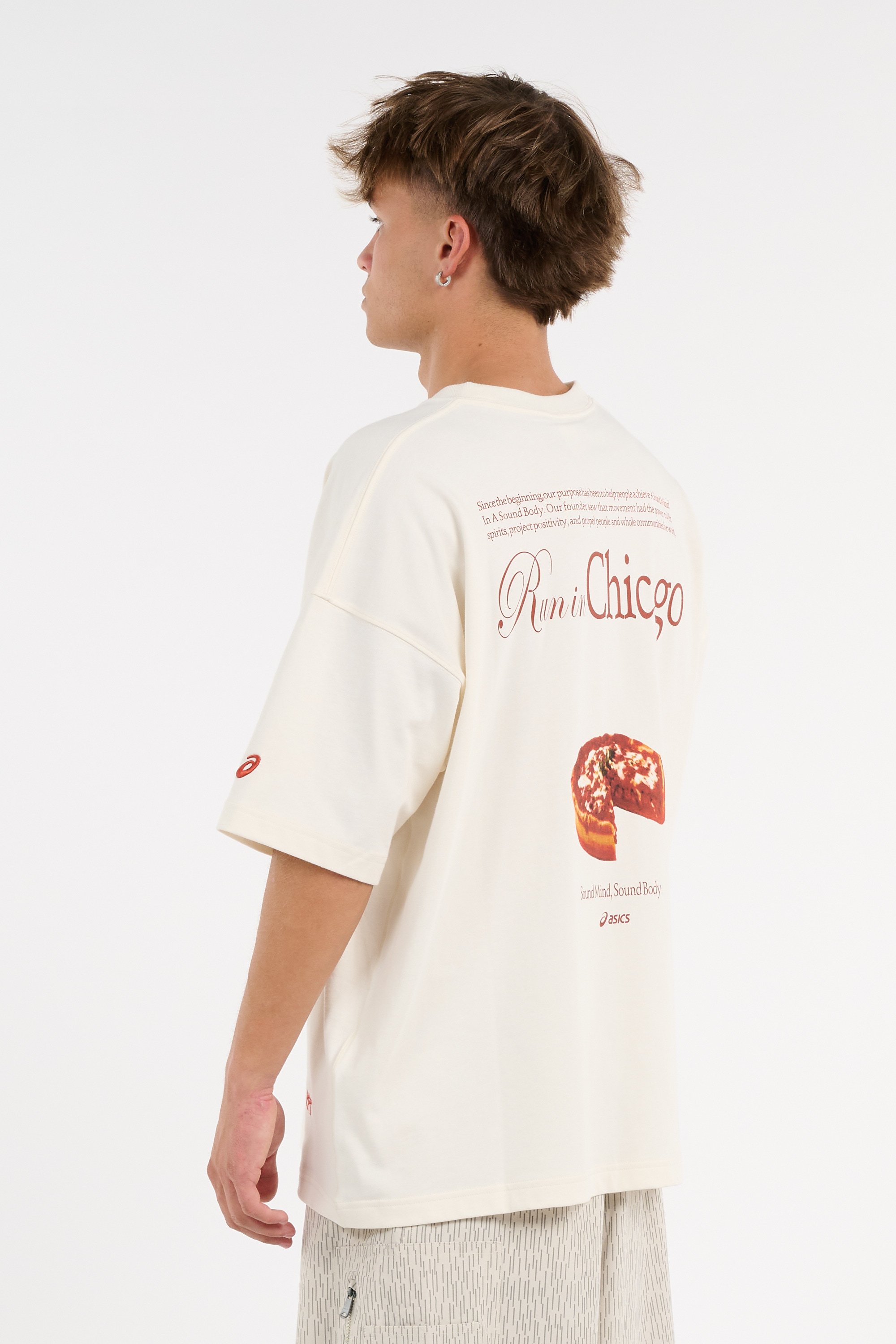Regular-fit round-neck cotton T-shirt | Beige ASICS Men