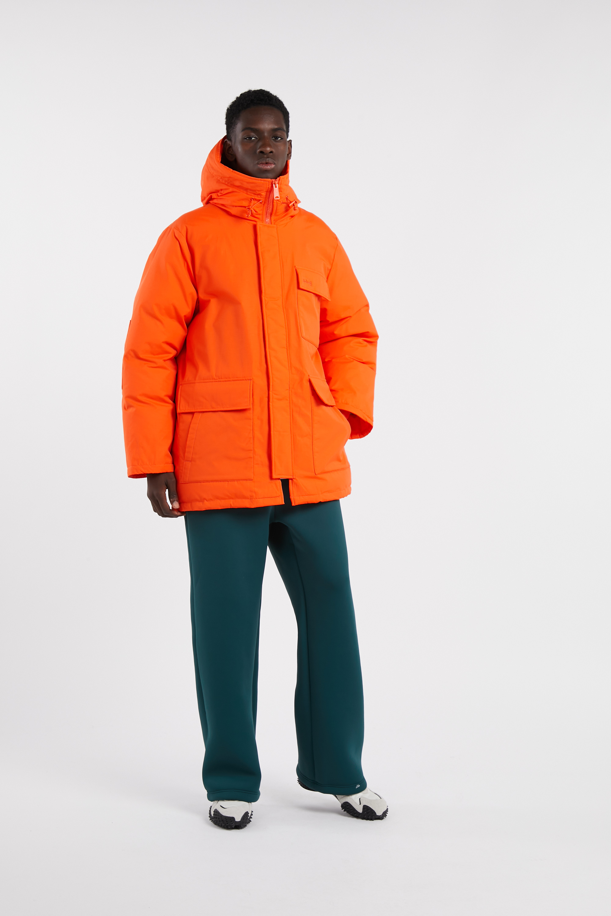 Lightweight quilted padded jacket with high neck Orange