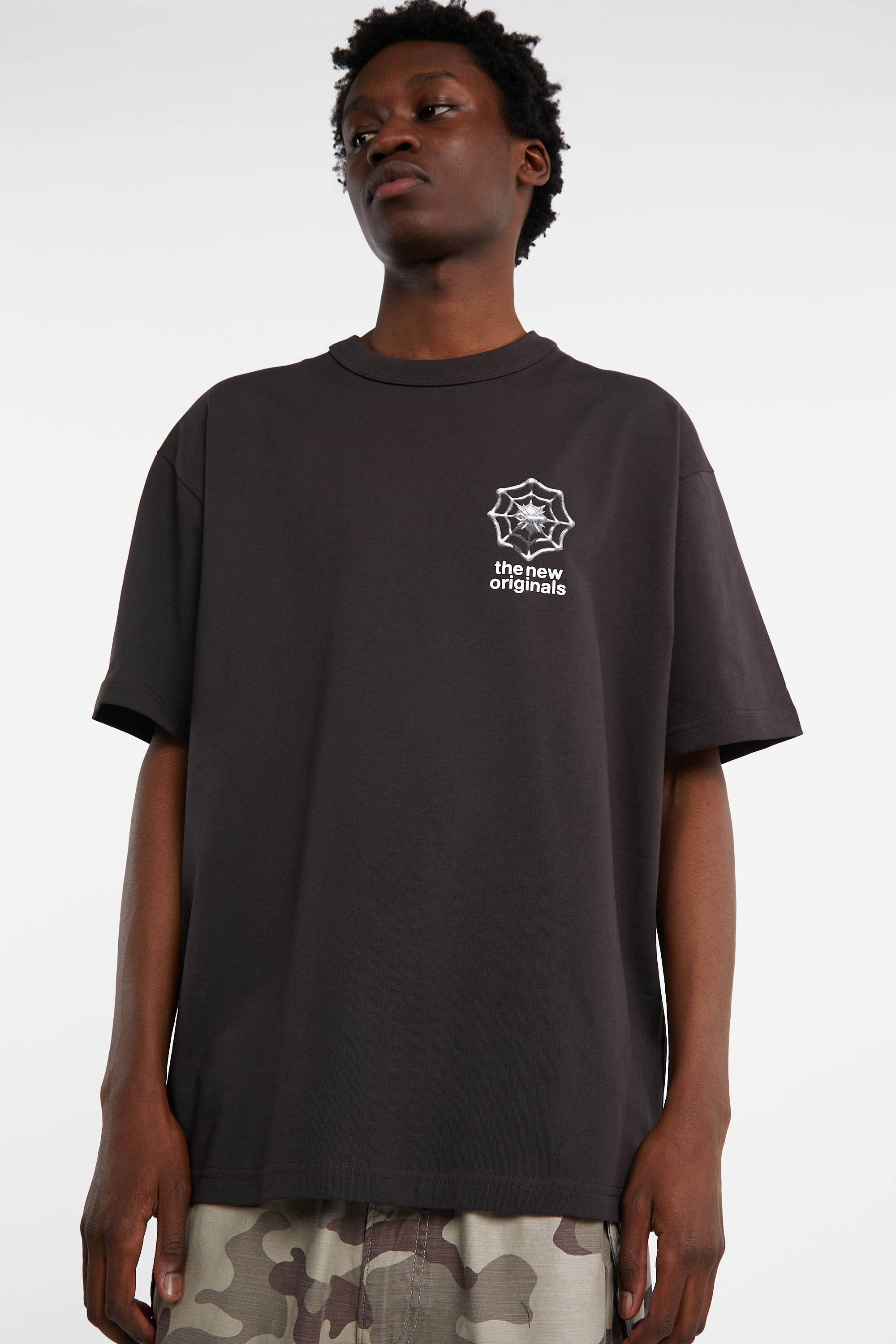 Regular-fit round-neck cotton T-shirt Black