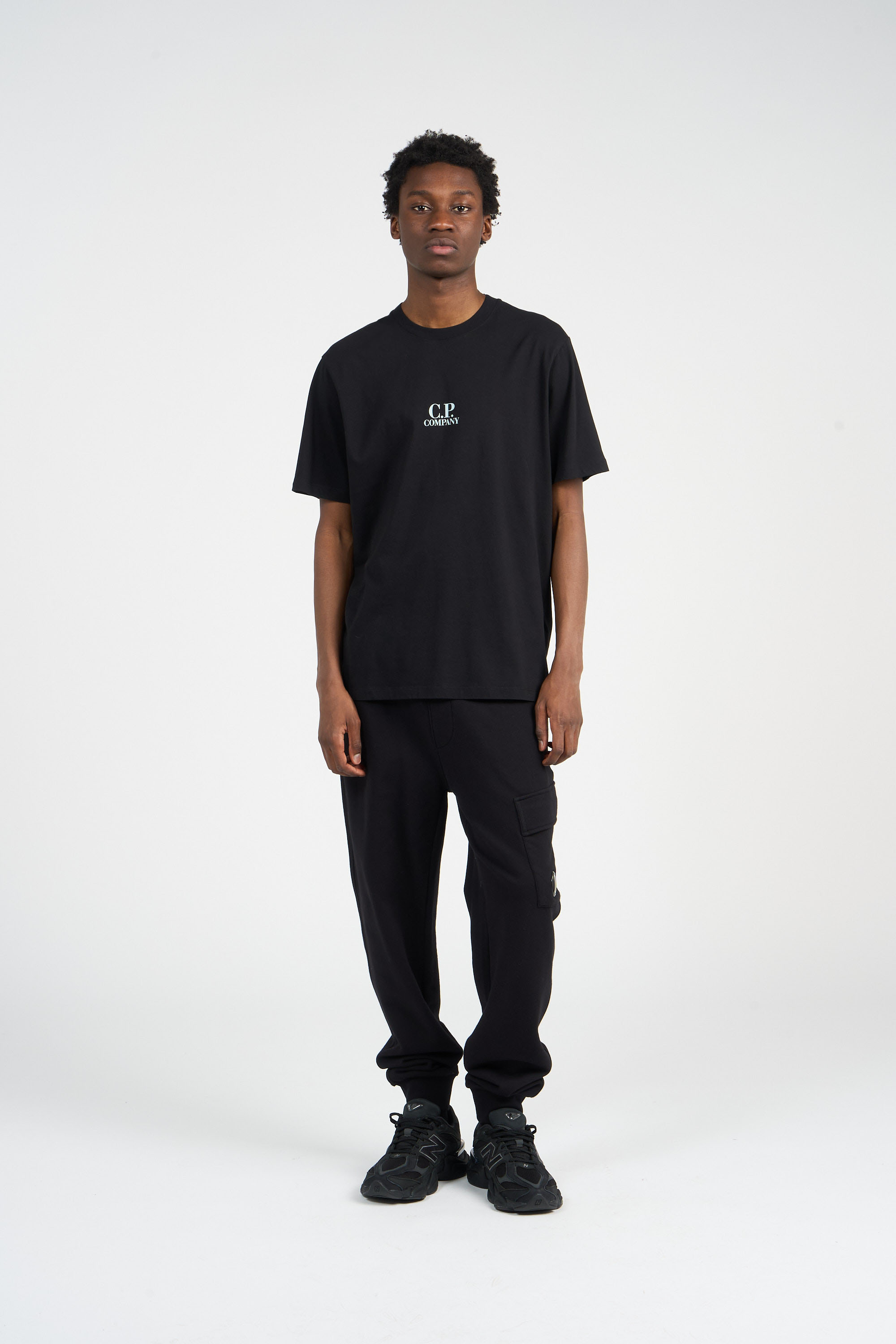 Regular-fit round-neck cotton T-shirt Black