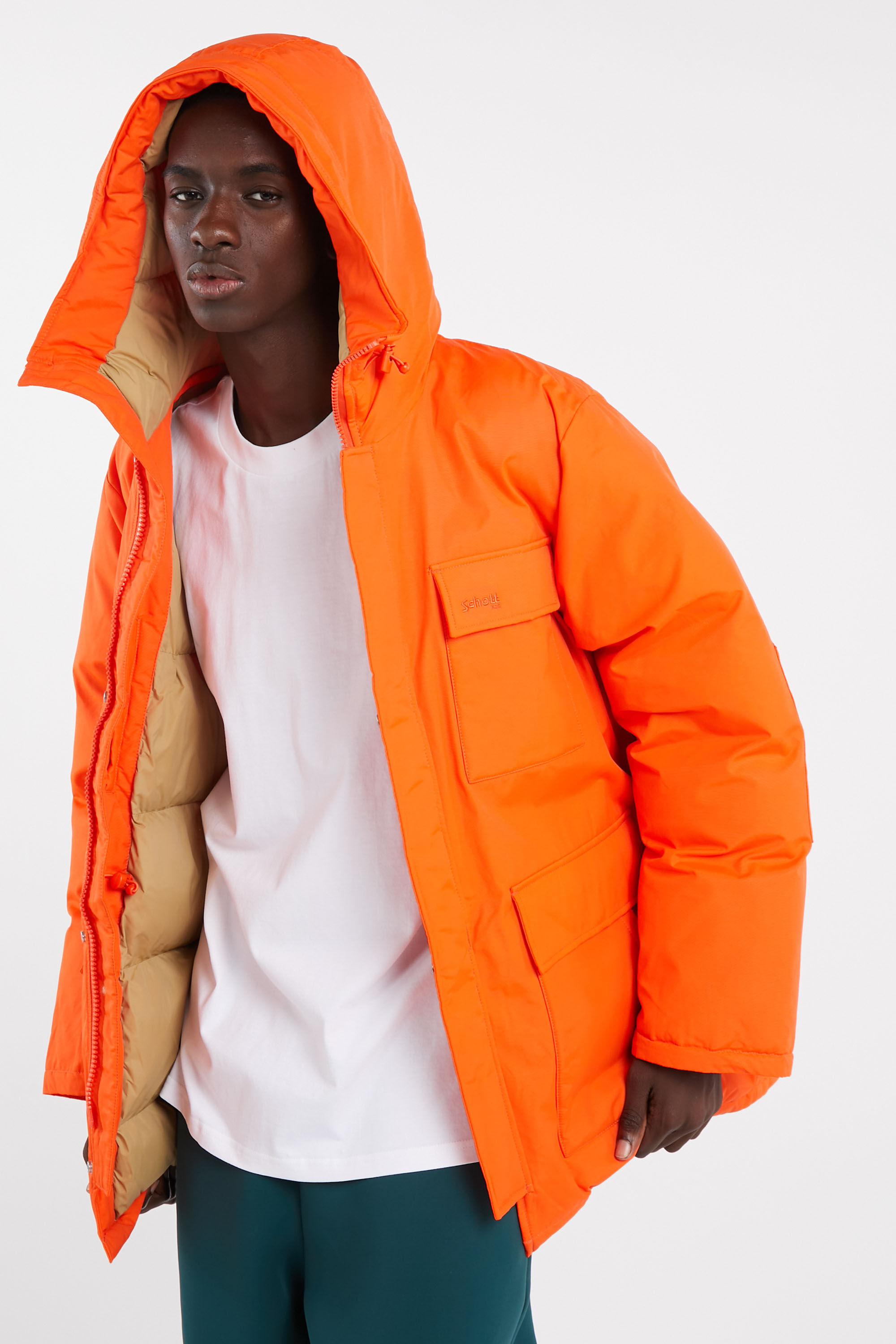 Lightweight quilted padded jacket with high neck Orange