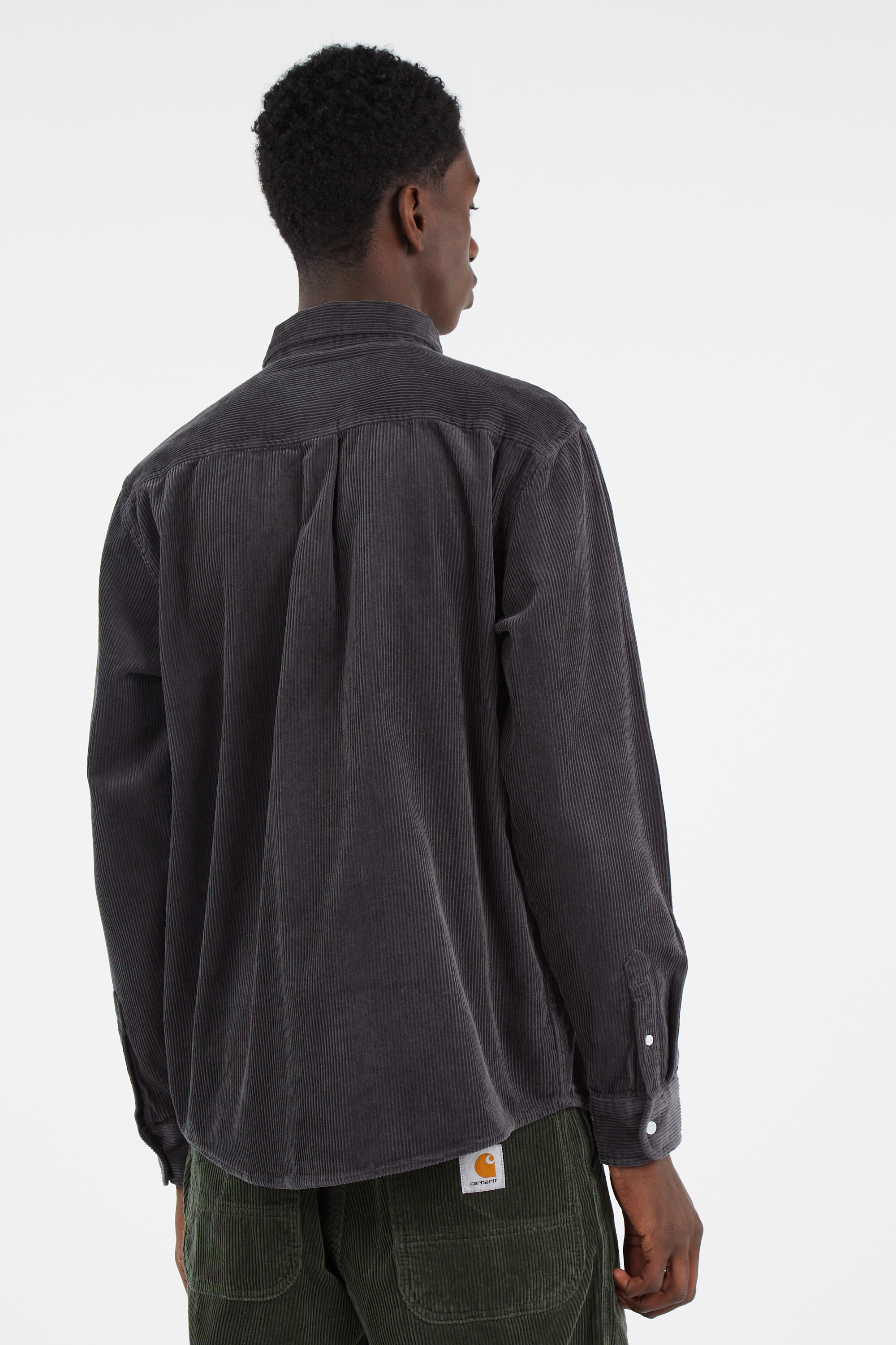 Cotton overshirt with button-down collar Grey