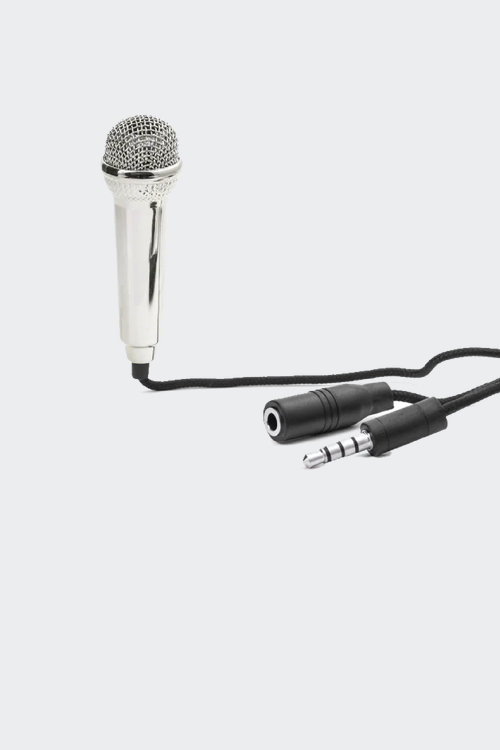 KIKKERLAND Mini microphone karaoke Argent