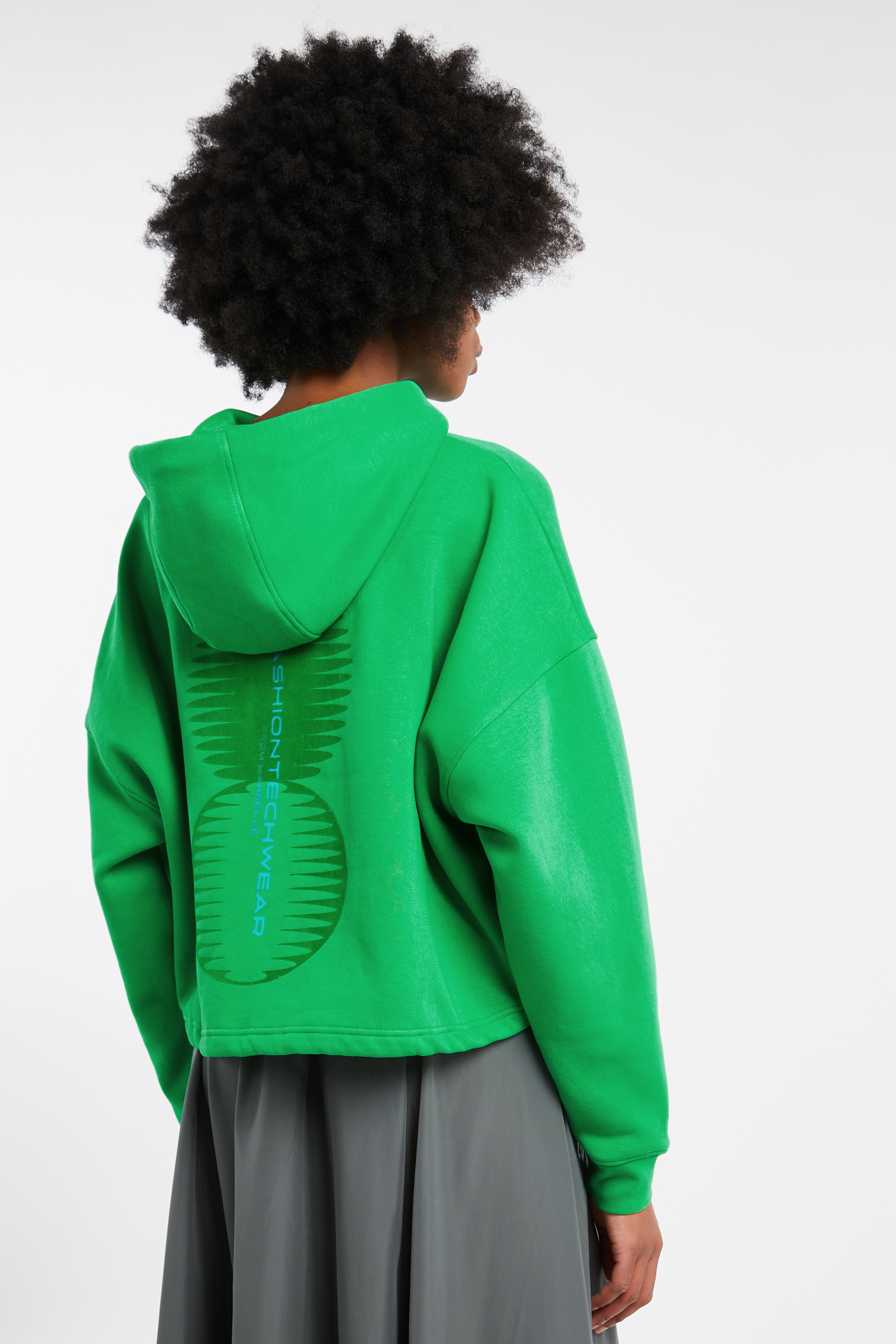 Regular-fit zip-up cotton-blend hoodie with Pony Player Green