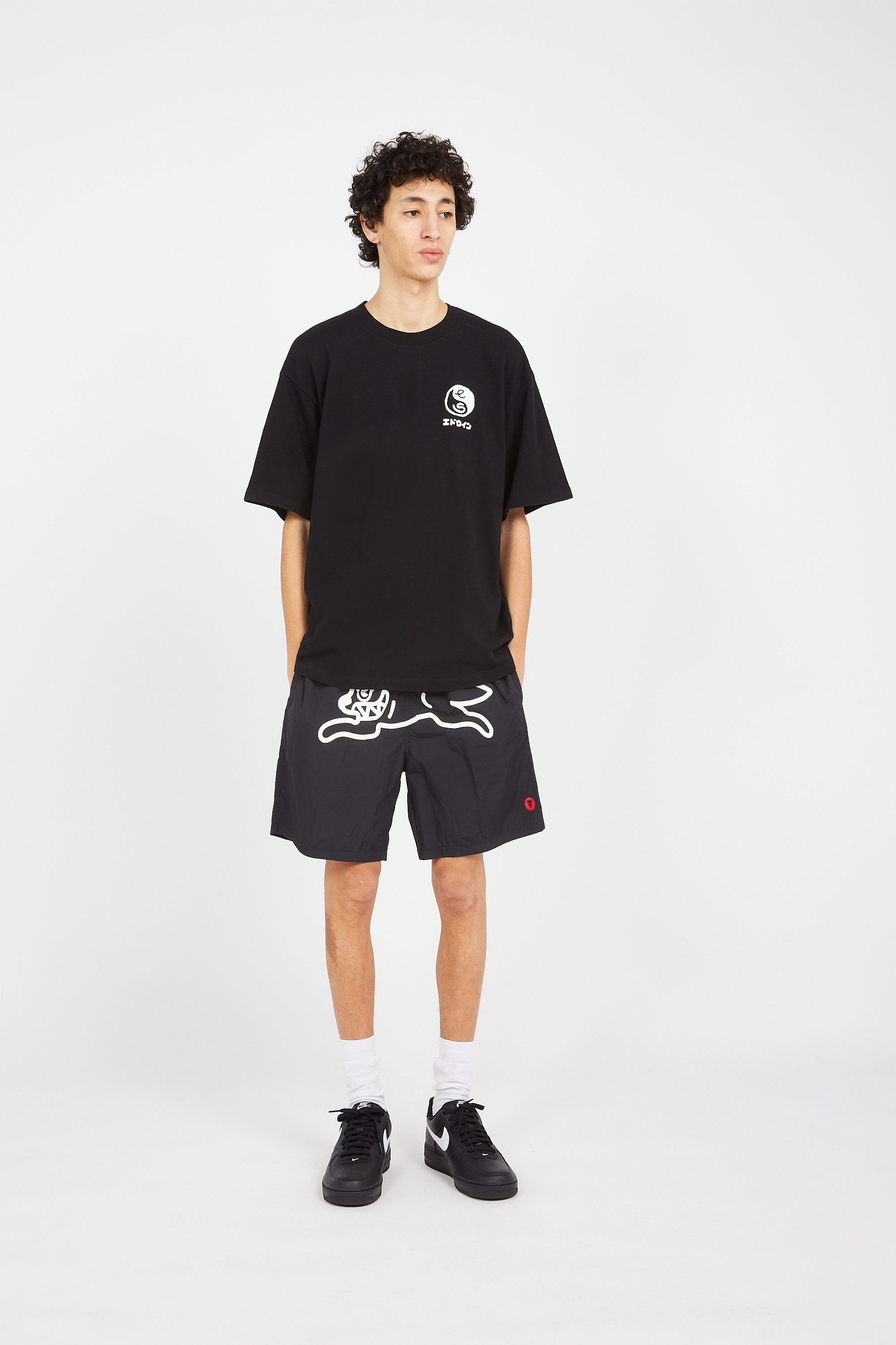 Regular-fit round-neck cotton T-shirt Black