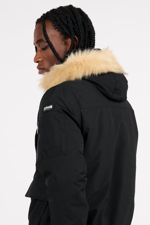 SCHOTT Lightweight quilted padded jacket with high neck Black