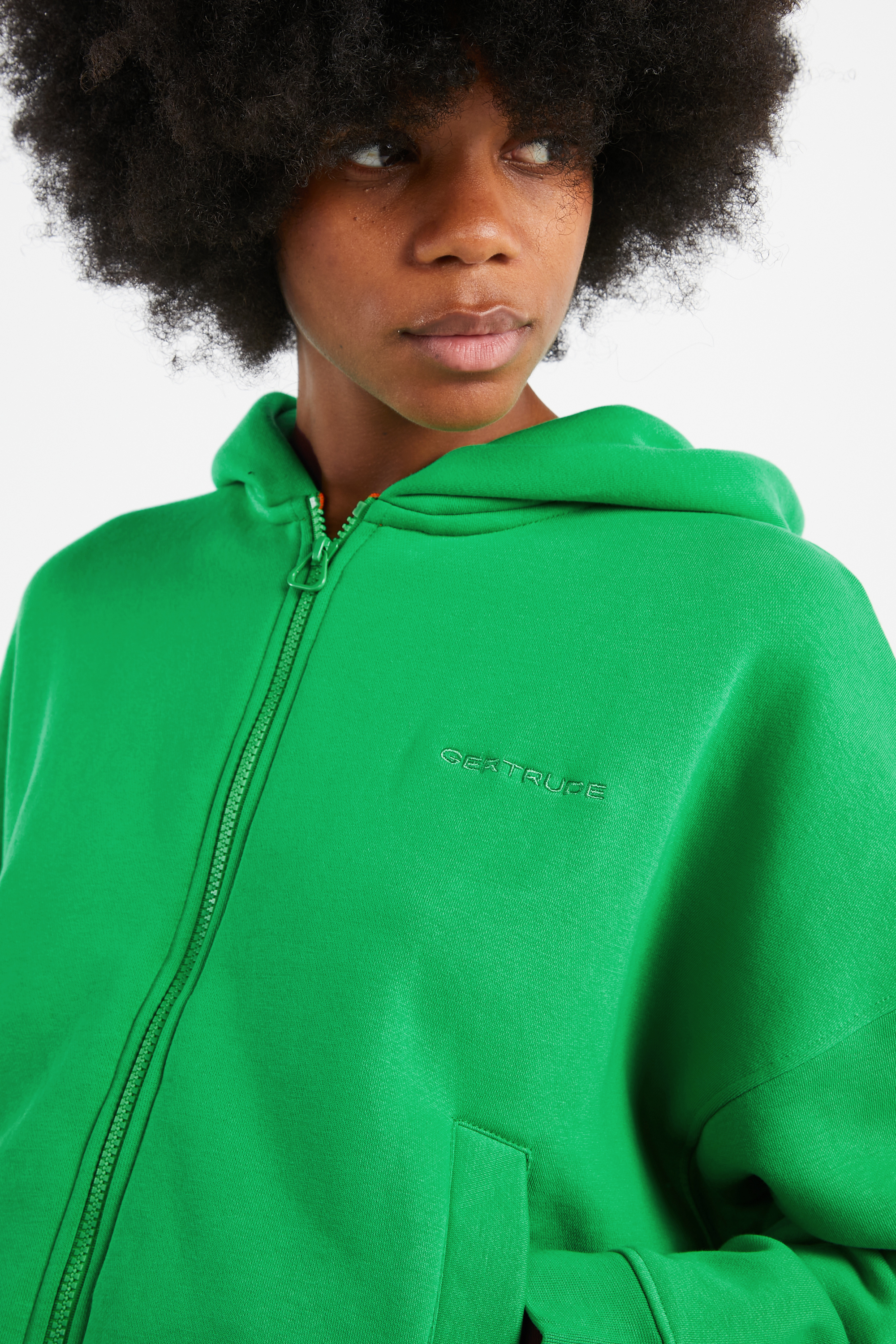 Regular-fit zip-up cotton-blend hoodie with Pony Player Green