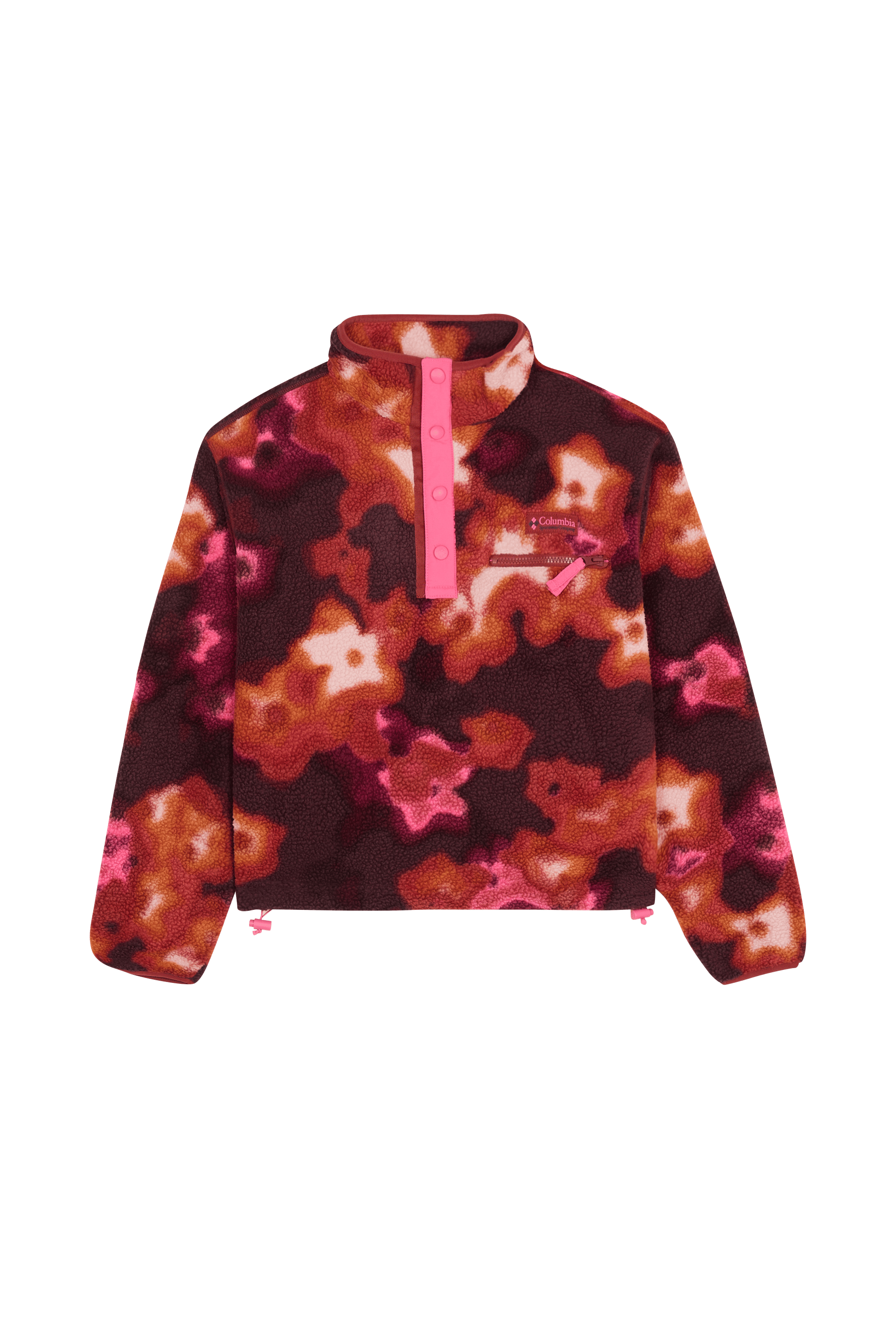 Regular-fit buttoned fleece sweater with high neck COLUMBIA Red