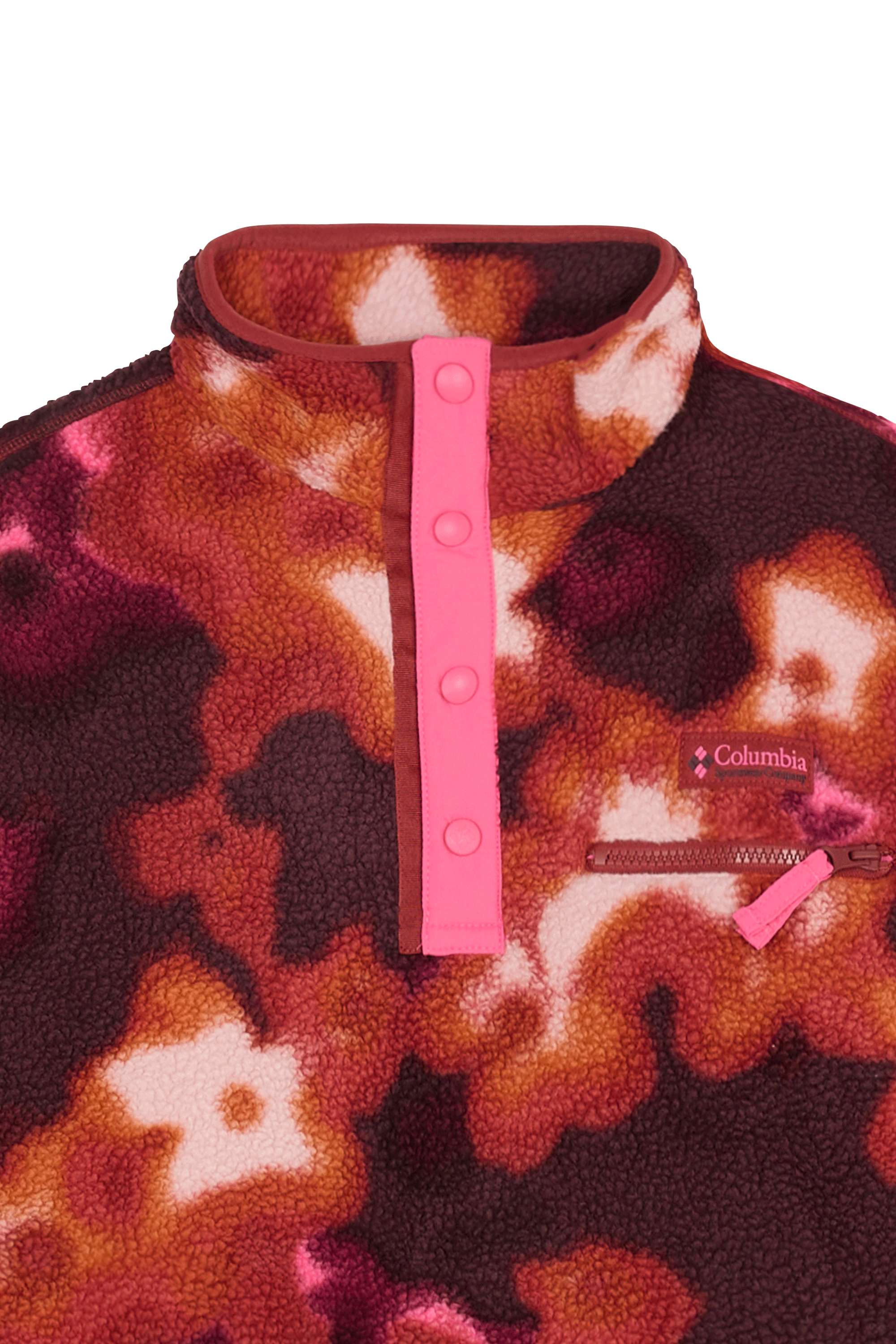 Regular-fit buttoned fleece sweater with high neck COLUMBIA Red