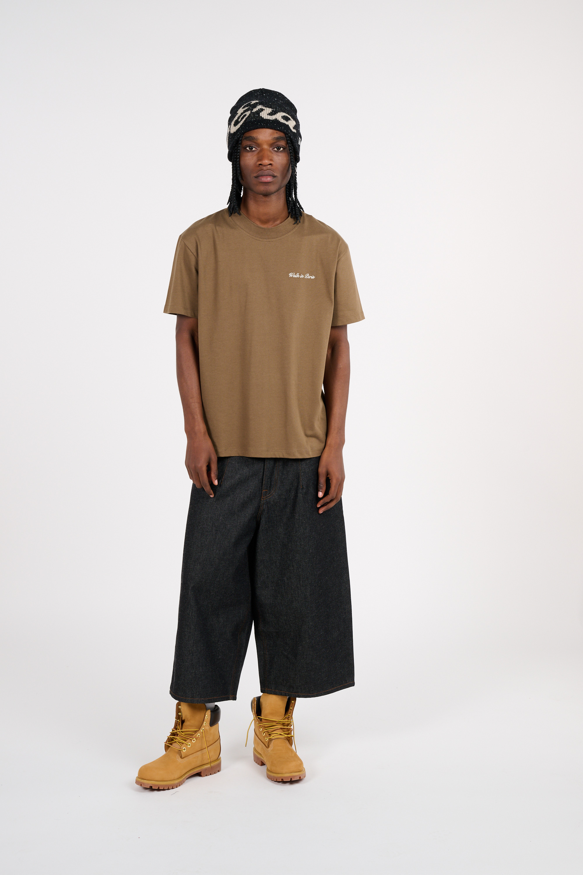 Regular-fit round-neck cotton T-shirt Brown