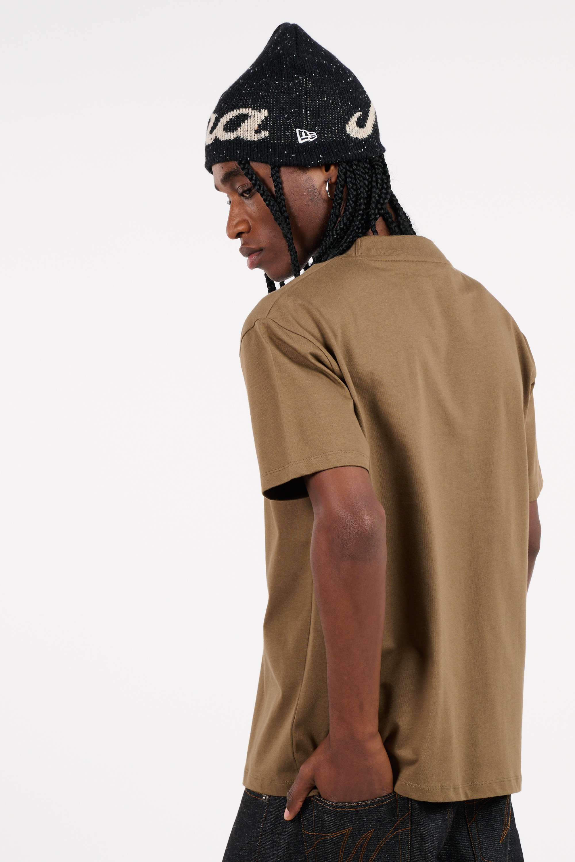 Regular-fit round-neck cotton T-shirt Brown