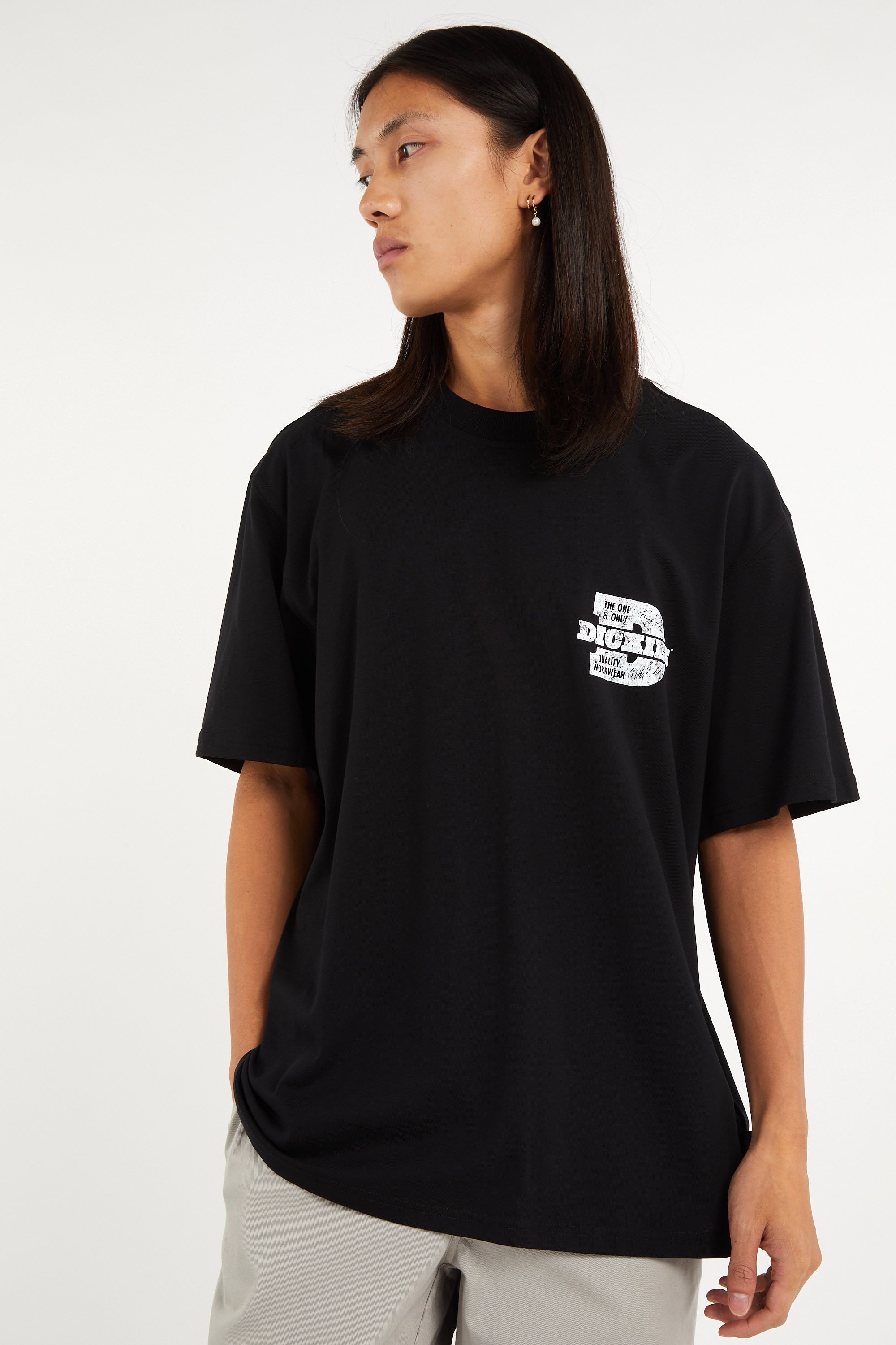 Regular-fit round-neck cotton T-shirt | Black DICKIES Men