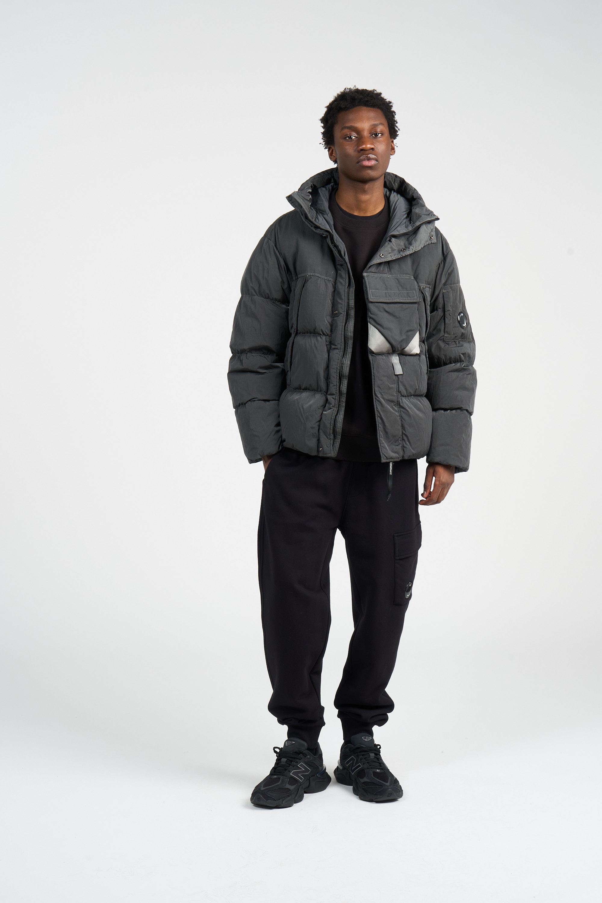 Lightweight quilted padded jacket with high neck Khaki