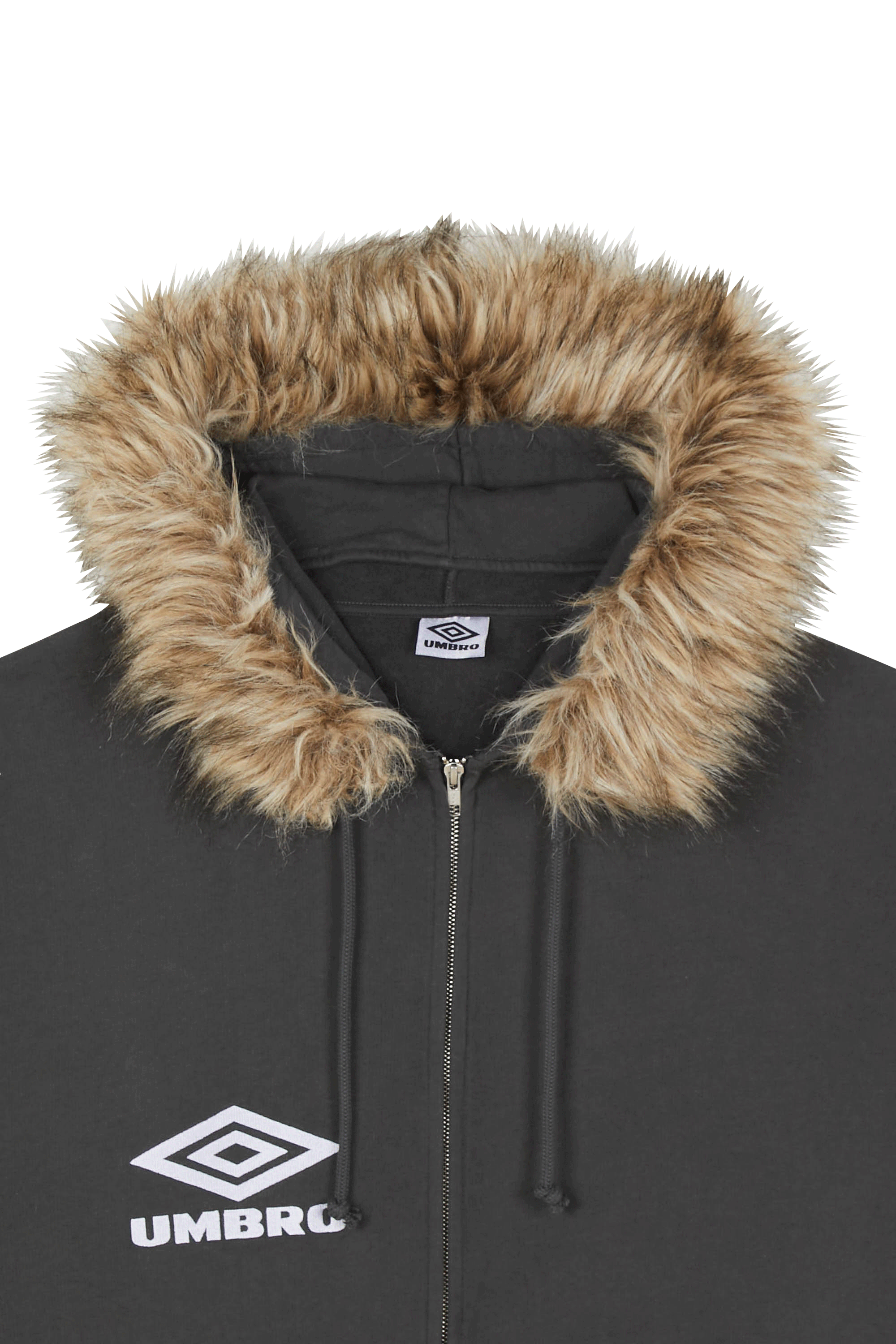 Regular-fit zip-up cotton-blend hoodie with Pony Player Grey