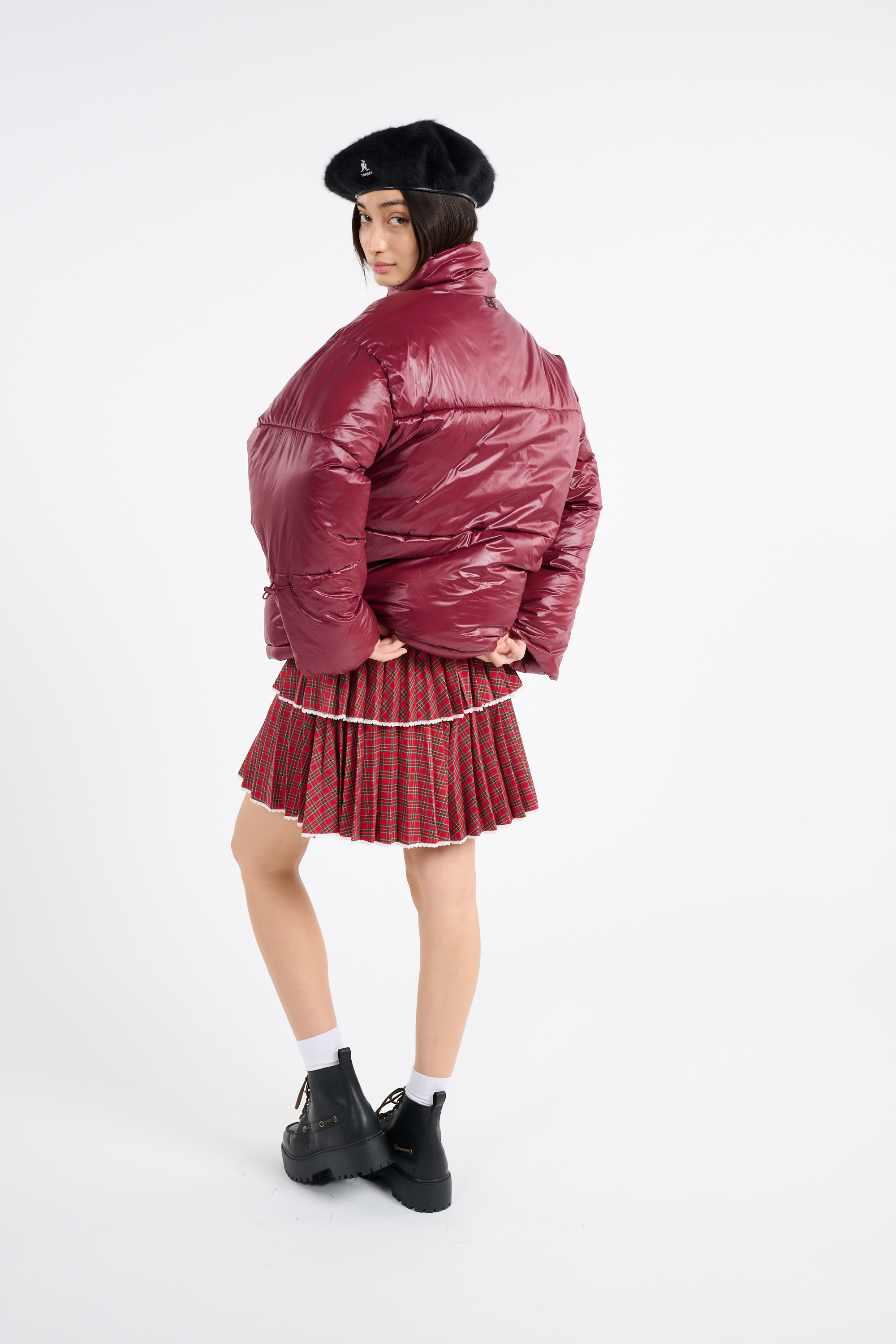 Lightweight quilted padded jacket with high neck Red