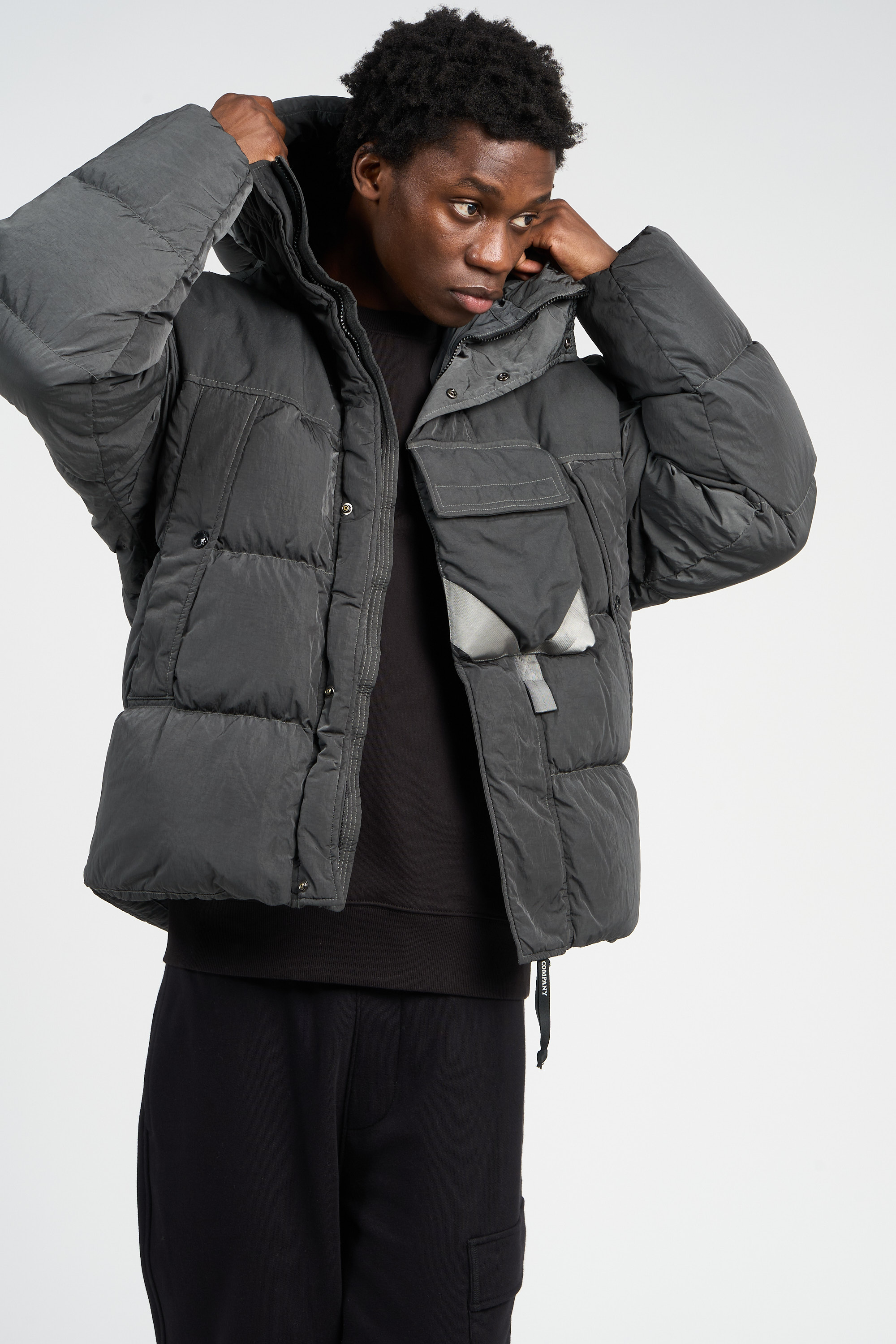 Lightweight quilted padded jacket with high neck Khaki