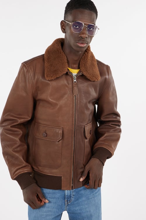 SCHOTT Jacket Brown