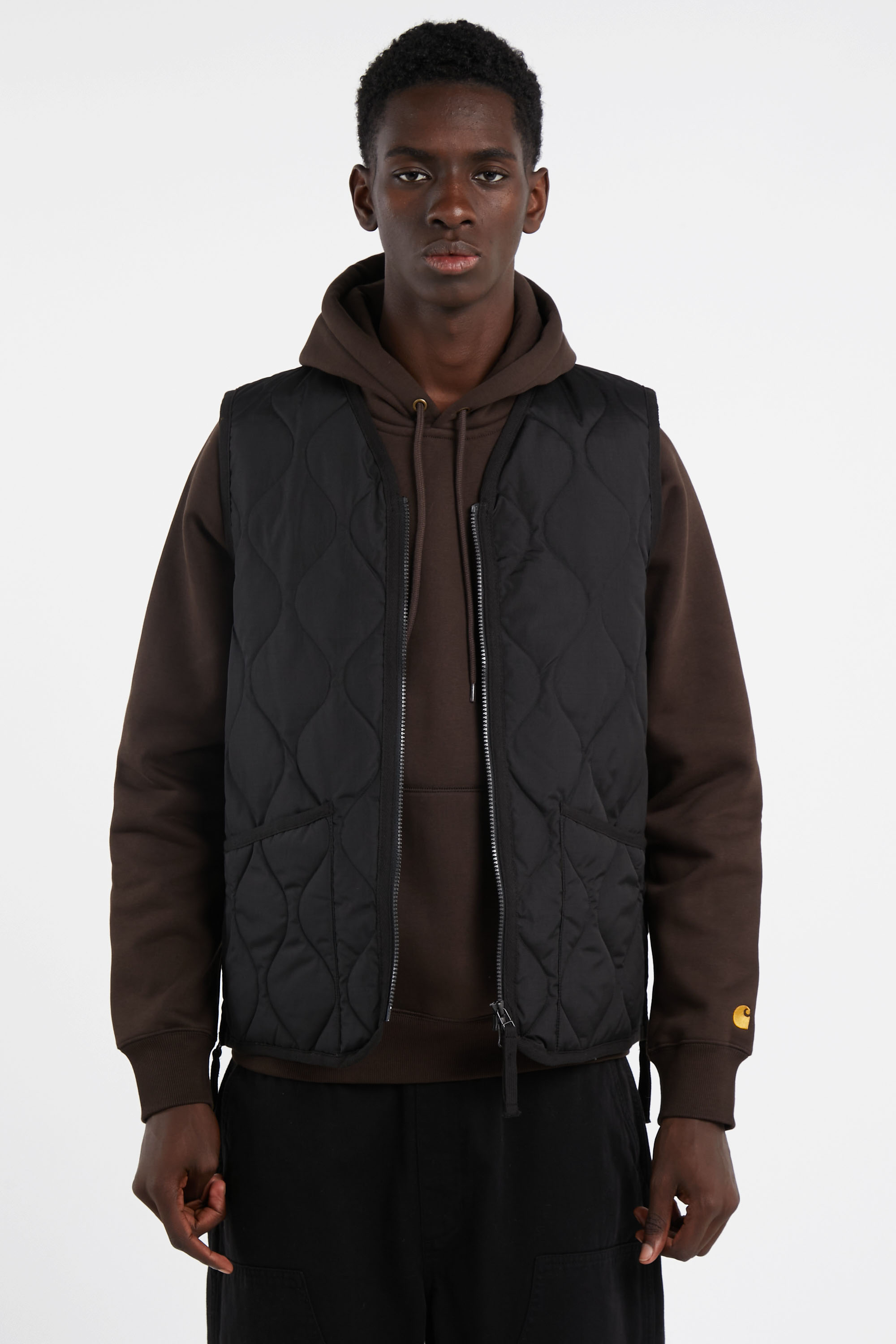 Lightweight quilted padded jacket with high neck Black