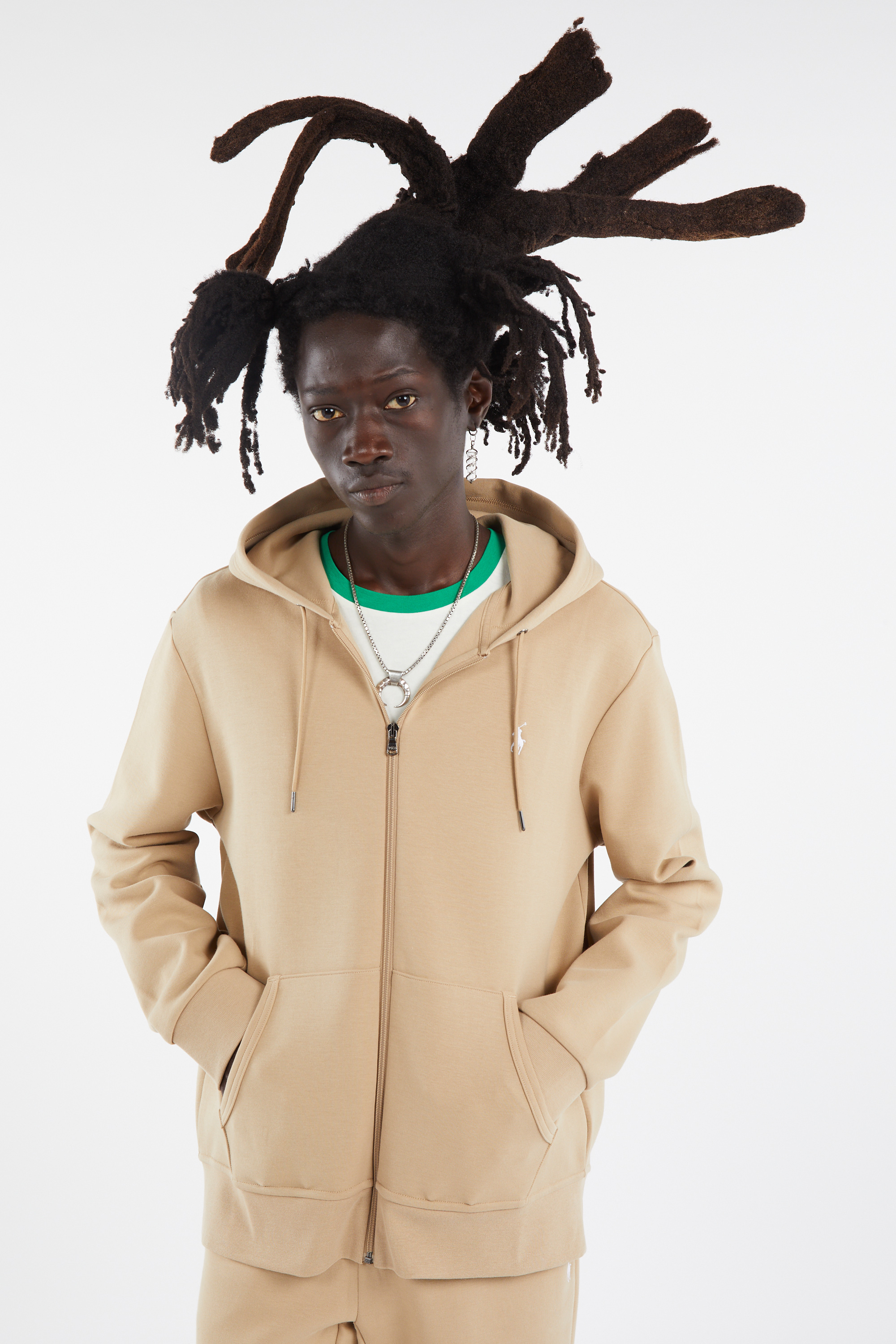 Hoodie zippé Beige