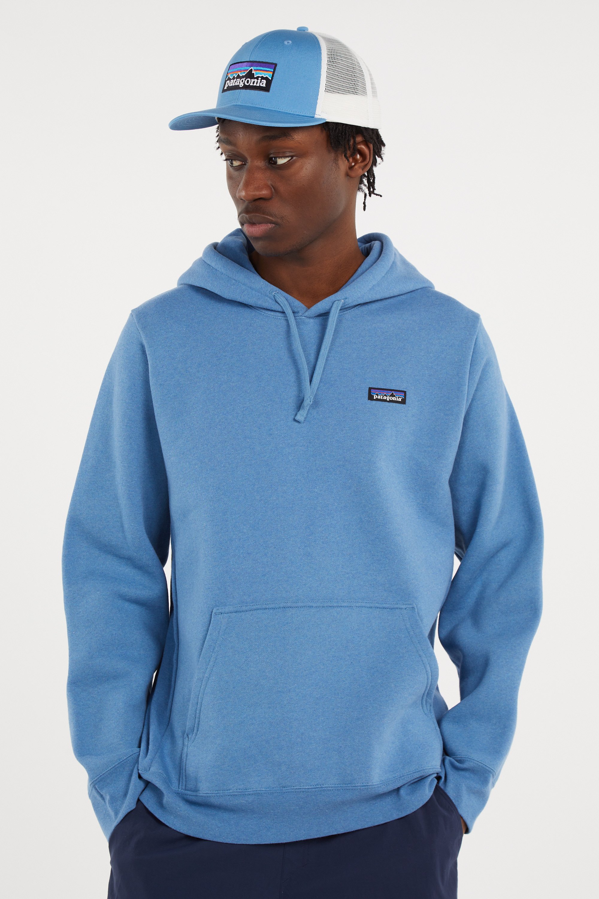 Sweat à capuche uni Bleu