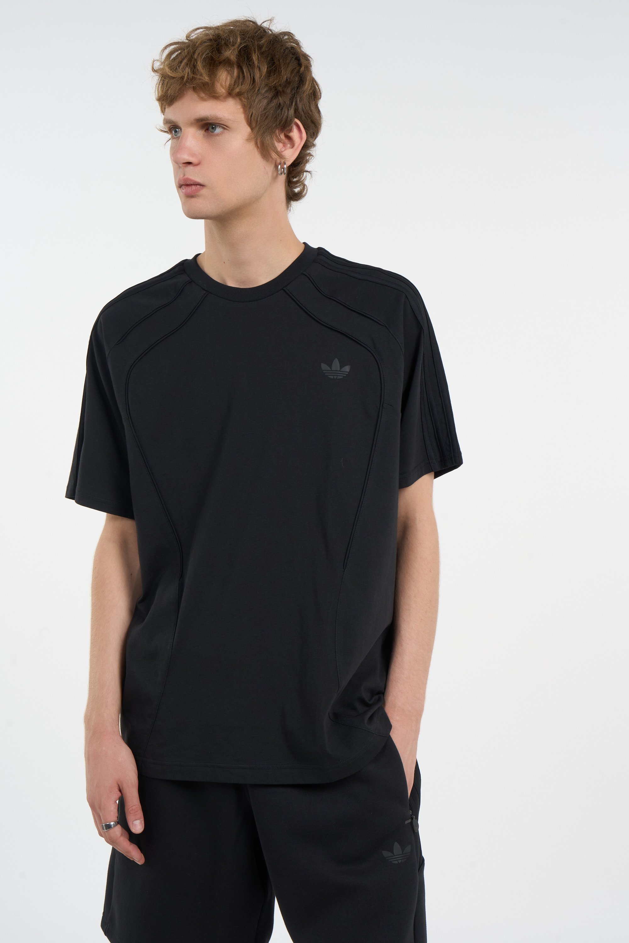Regular-fit round-neck cotton T-shirt | Black ADIDAS Men