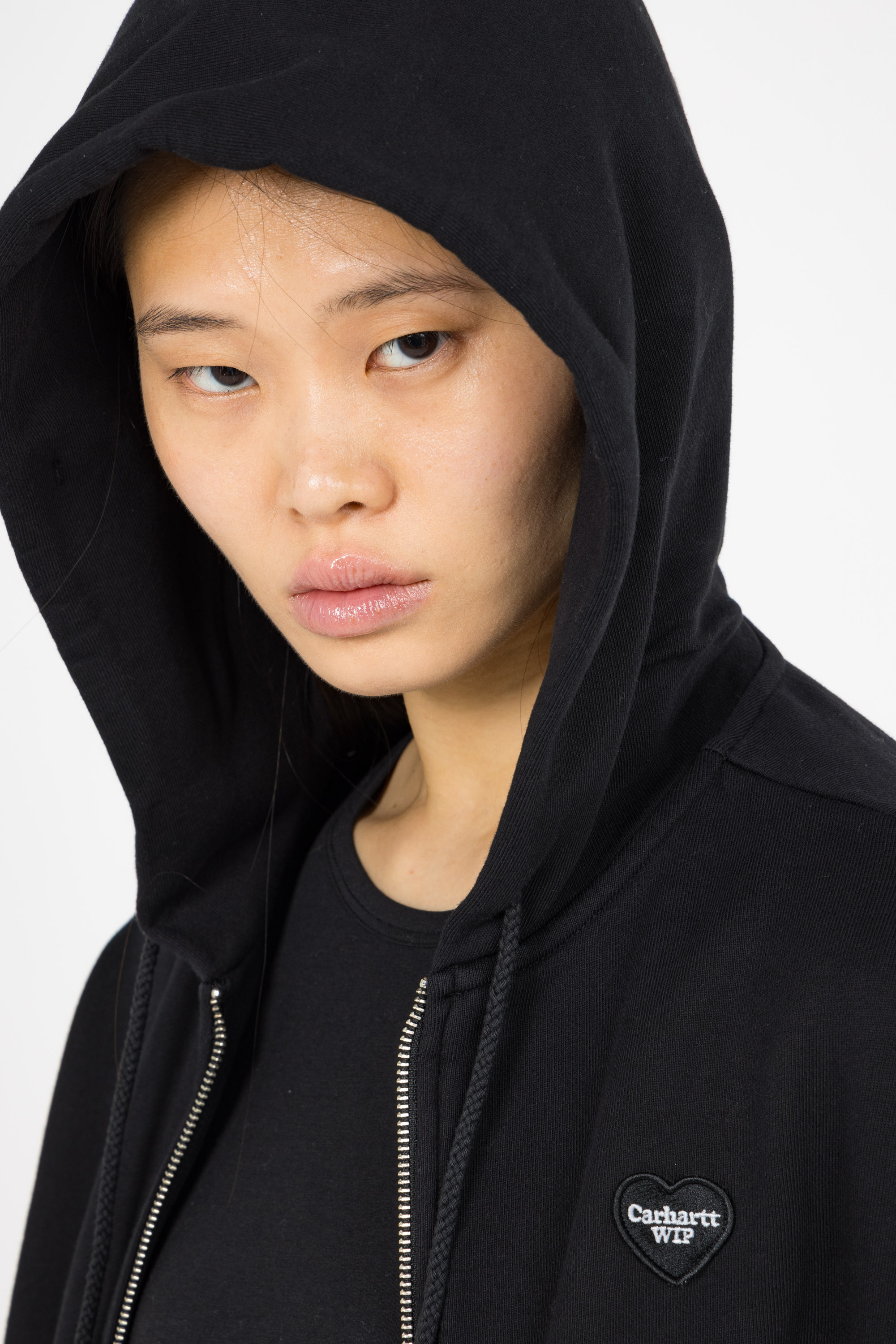 Regular-fit zip-up cotton-blend hoodie with Pony Player Black