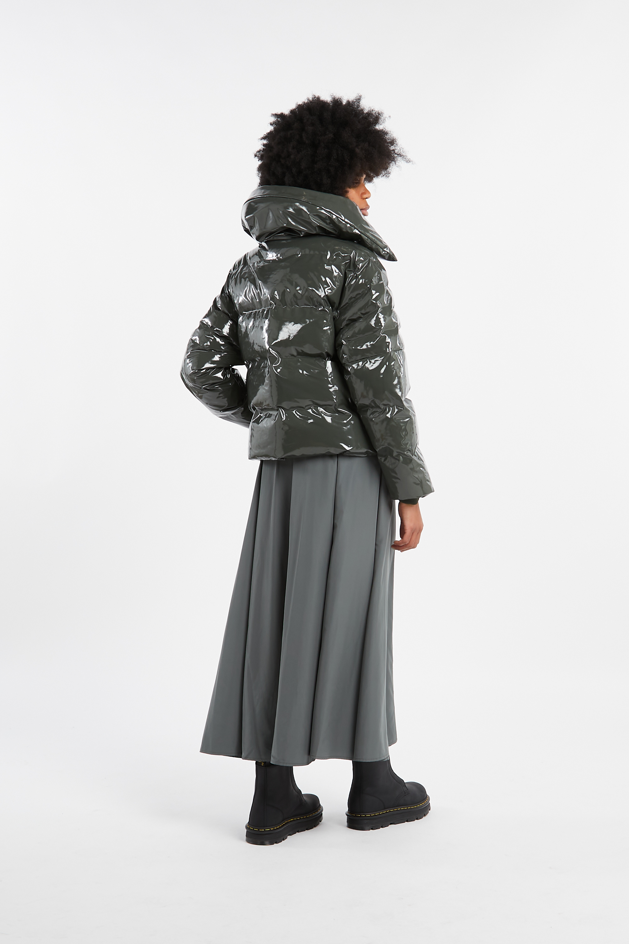 Lightweight quilted padded jacket with high neck Green