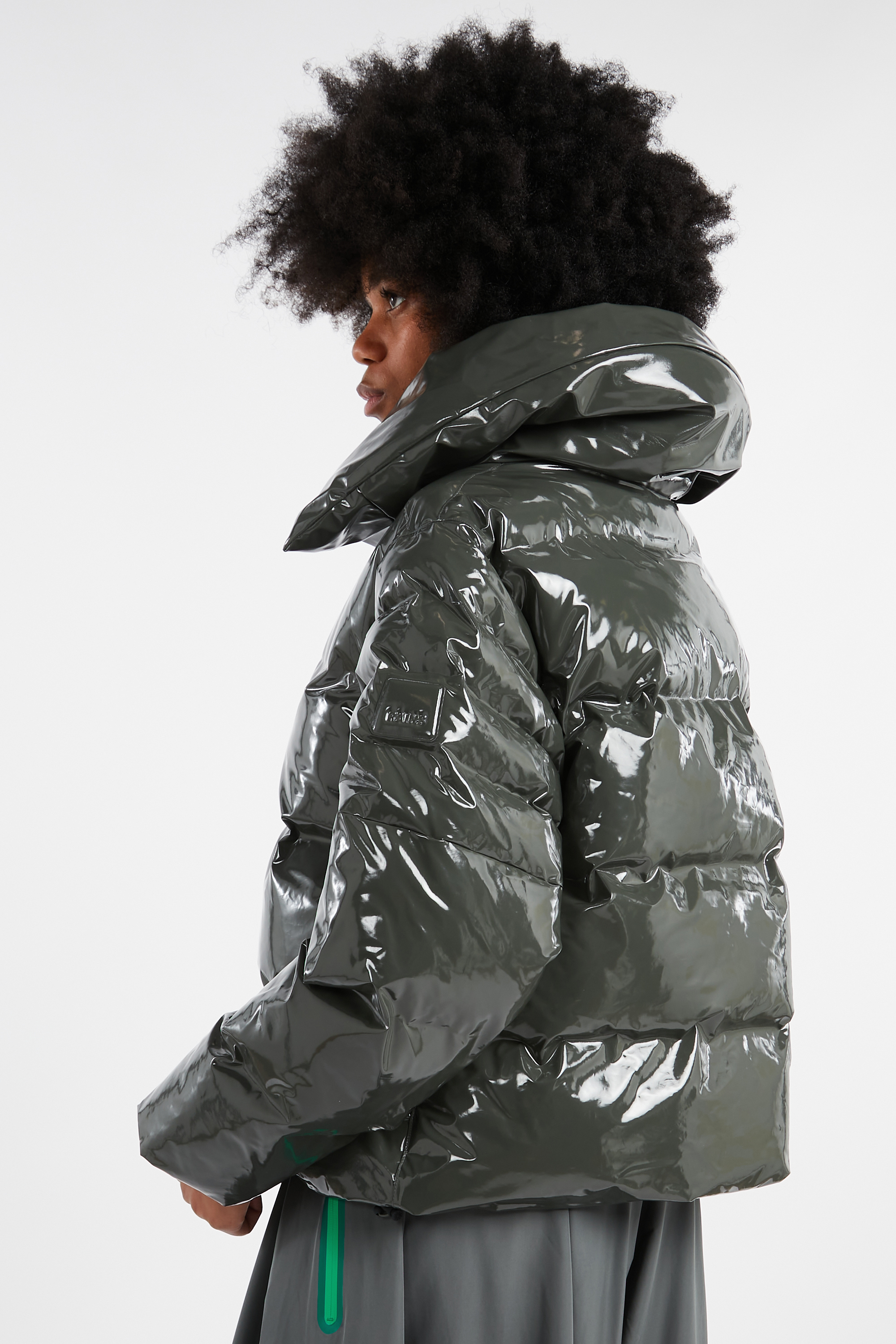 Lightweight quilted padded jacket with high neck Green