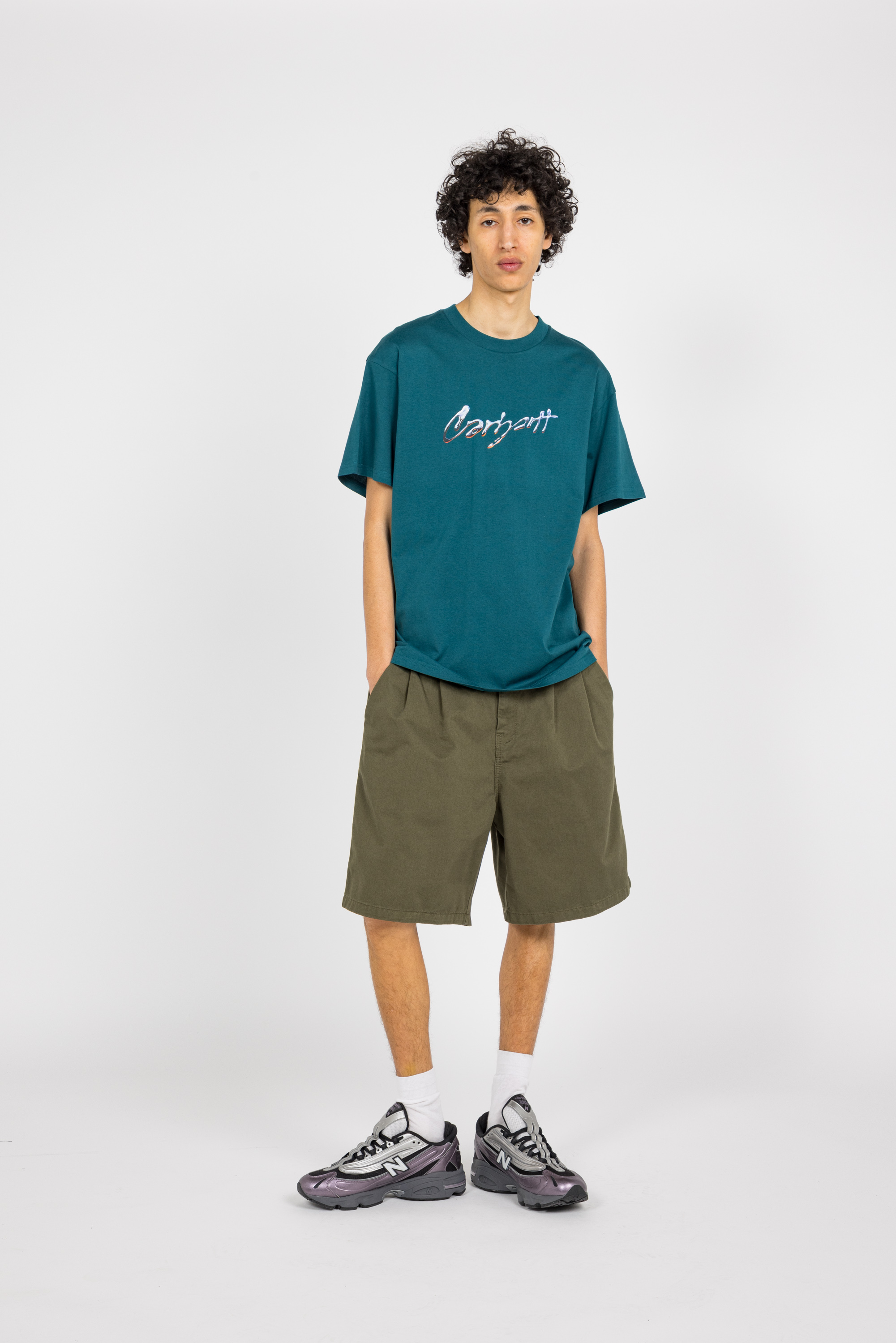 Regular-fit round-neck cotton T-shirt Green