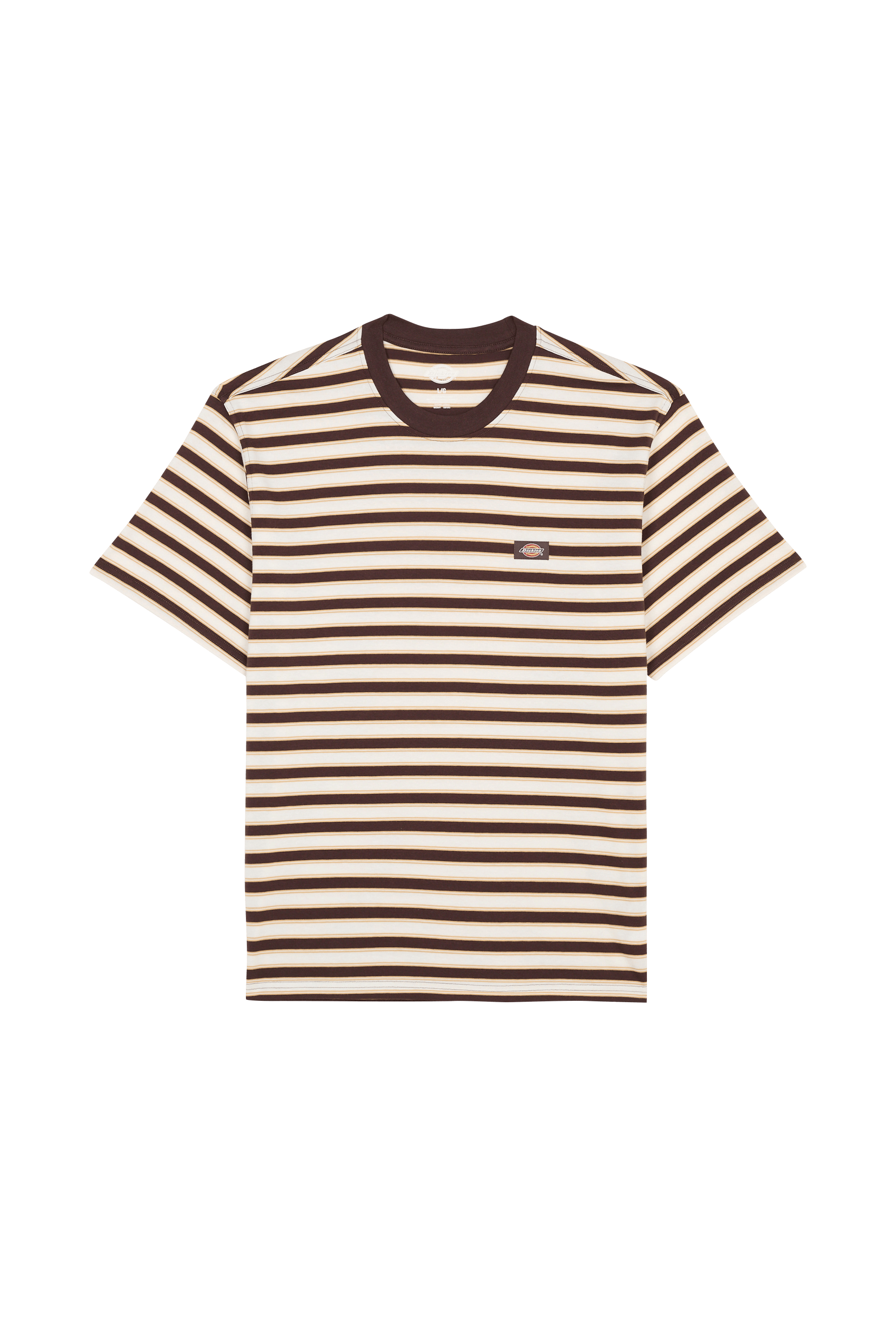 Regular-fit round-neck cotton T-shirt STRIPE Chocolate brown