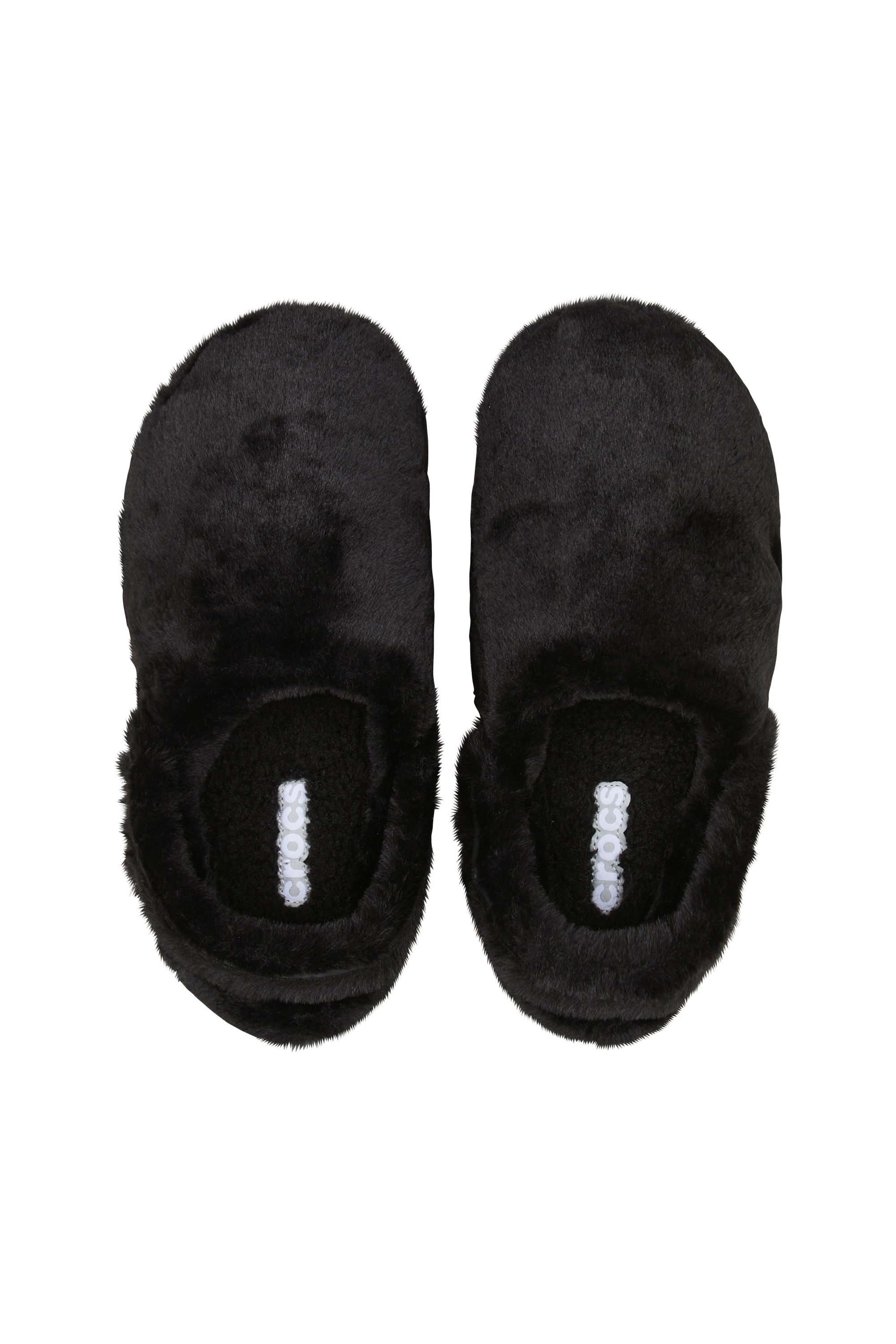 Flat furry sheepskin sandals CROCS Black