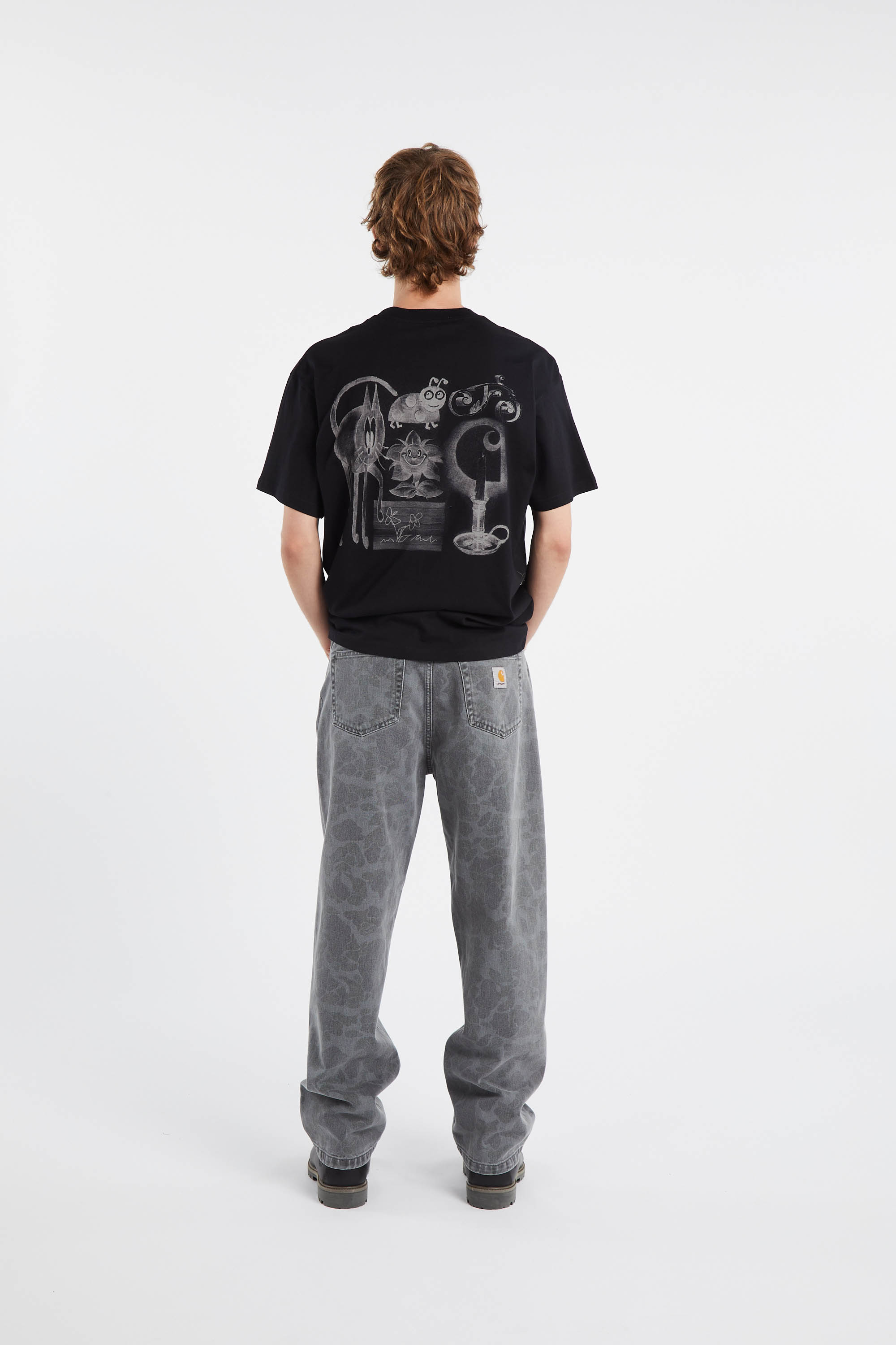 Regular-fit round-neck cotton T-shirt Black