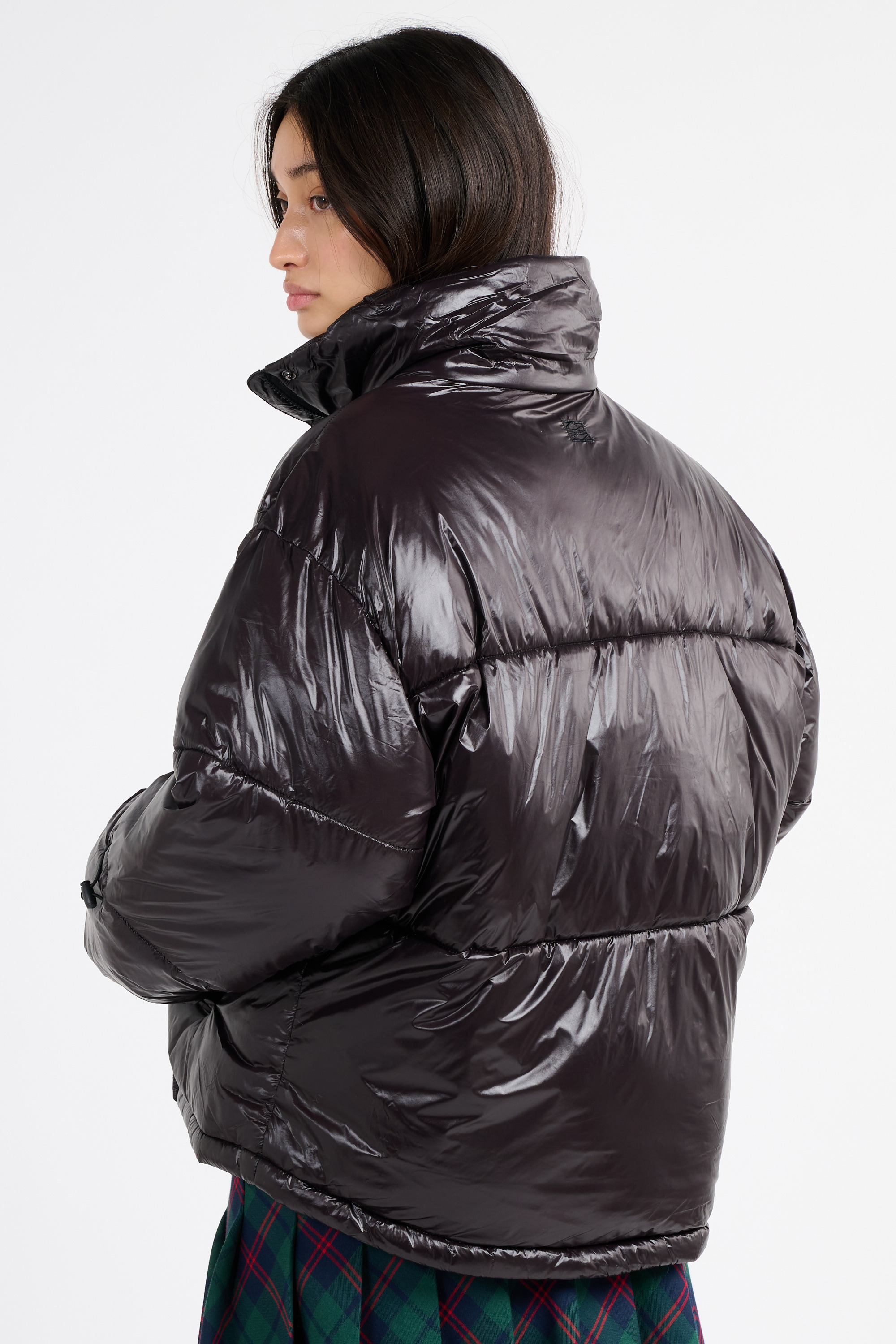 Lightweight quilted padded jacket with high neck Black