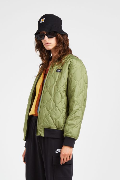 Vans Pickett Quilted Bomber Jacket in Loden Green