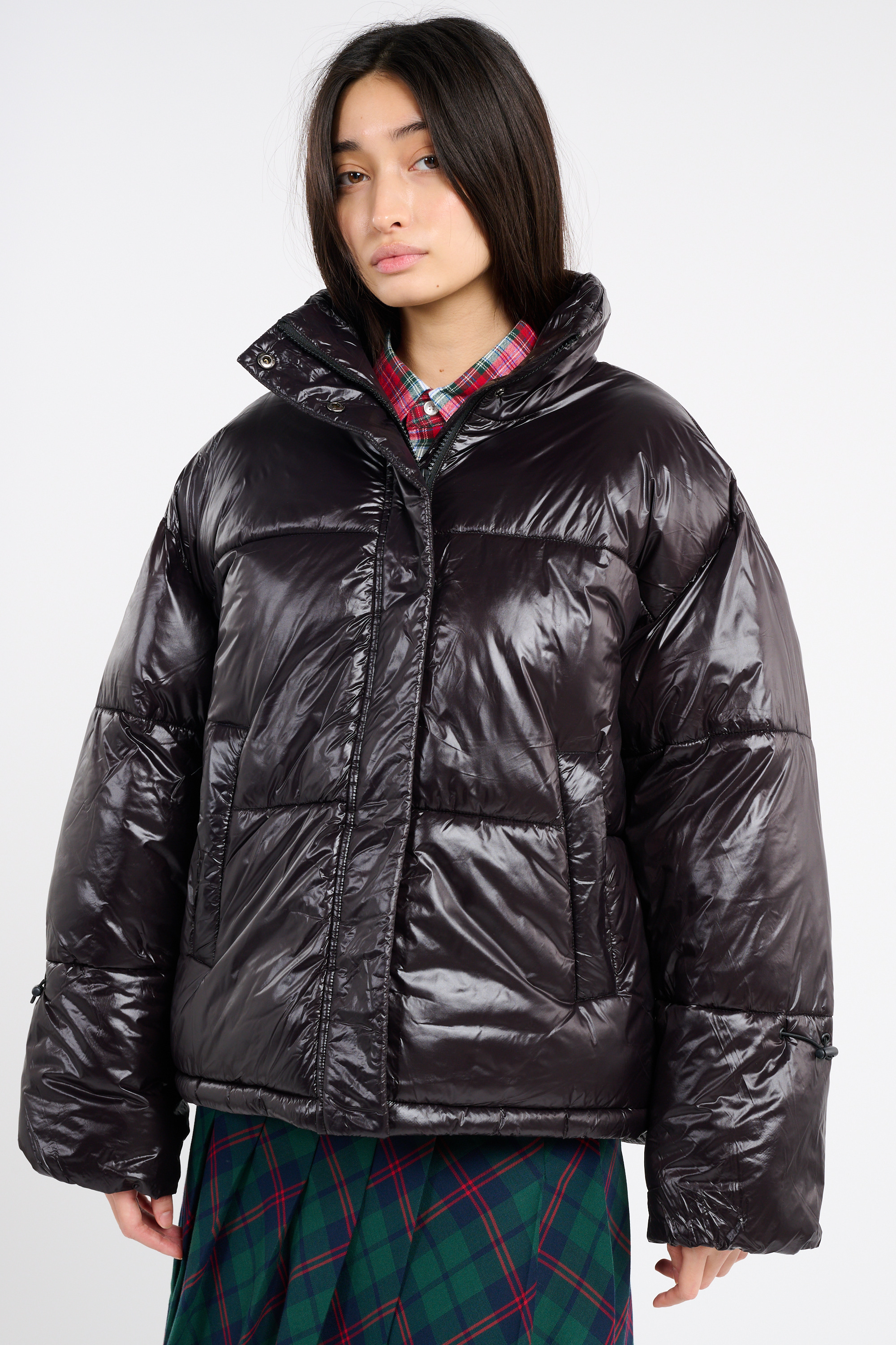 Lightweight quilted padded jacket with high neck Black